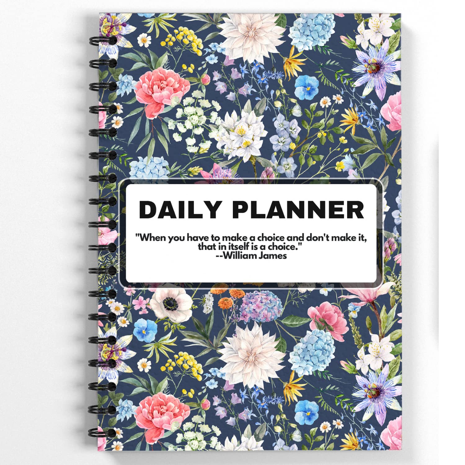 Amazon Brand – Umi Daily Planner Undated, Schedule Your Day, Manage to-do List, Goals Tracker, Wellness Tracker (Blue – Daily Planner Floral Blue)