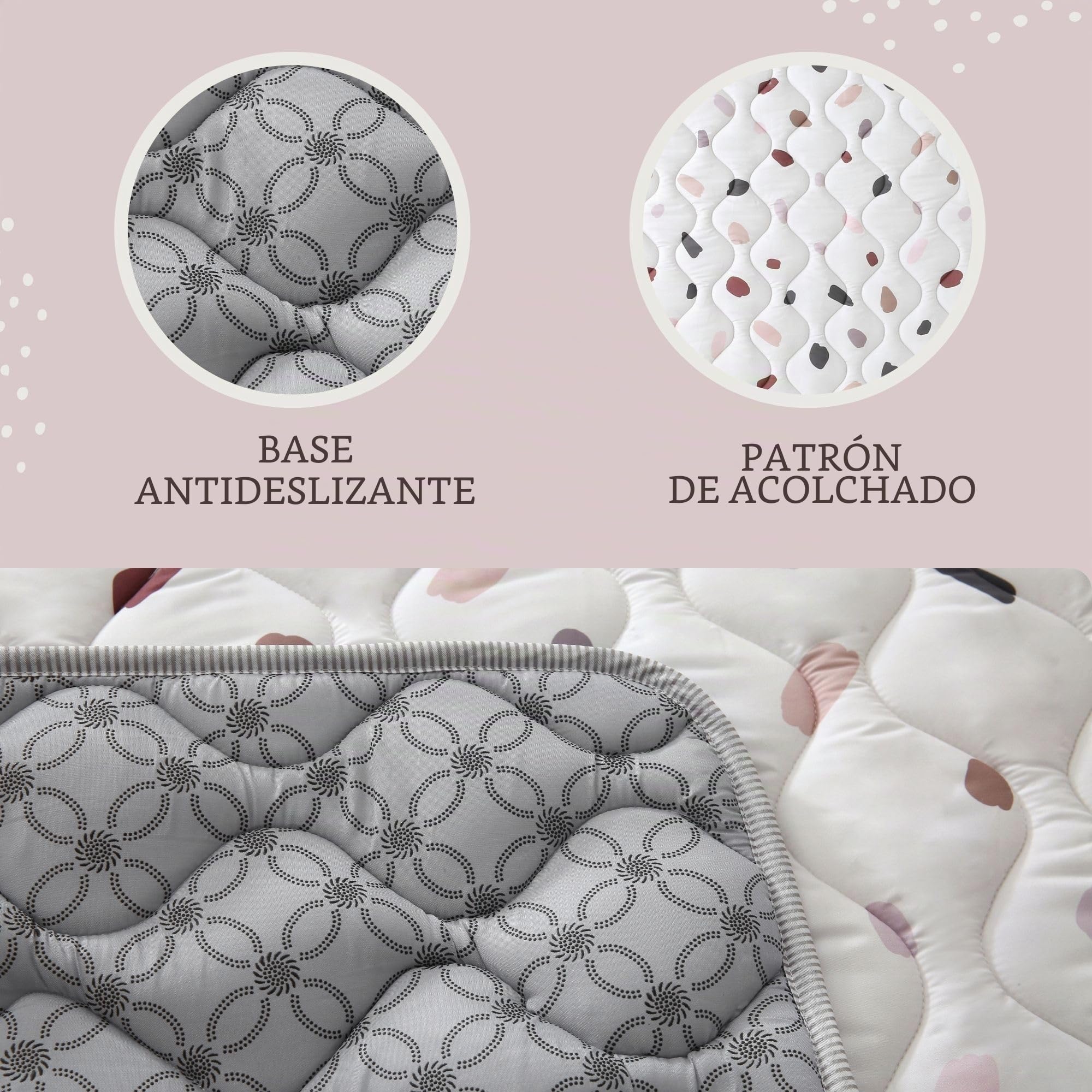 Hakuna Matte Manta acolchada para gatear para bebé, 127 x 127 cm, confeti – extra grueso 1,5 cm y suave alfombra para gatear en bonito diseño unisex – Alfombrilla de juego para bebé con base