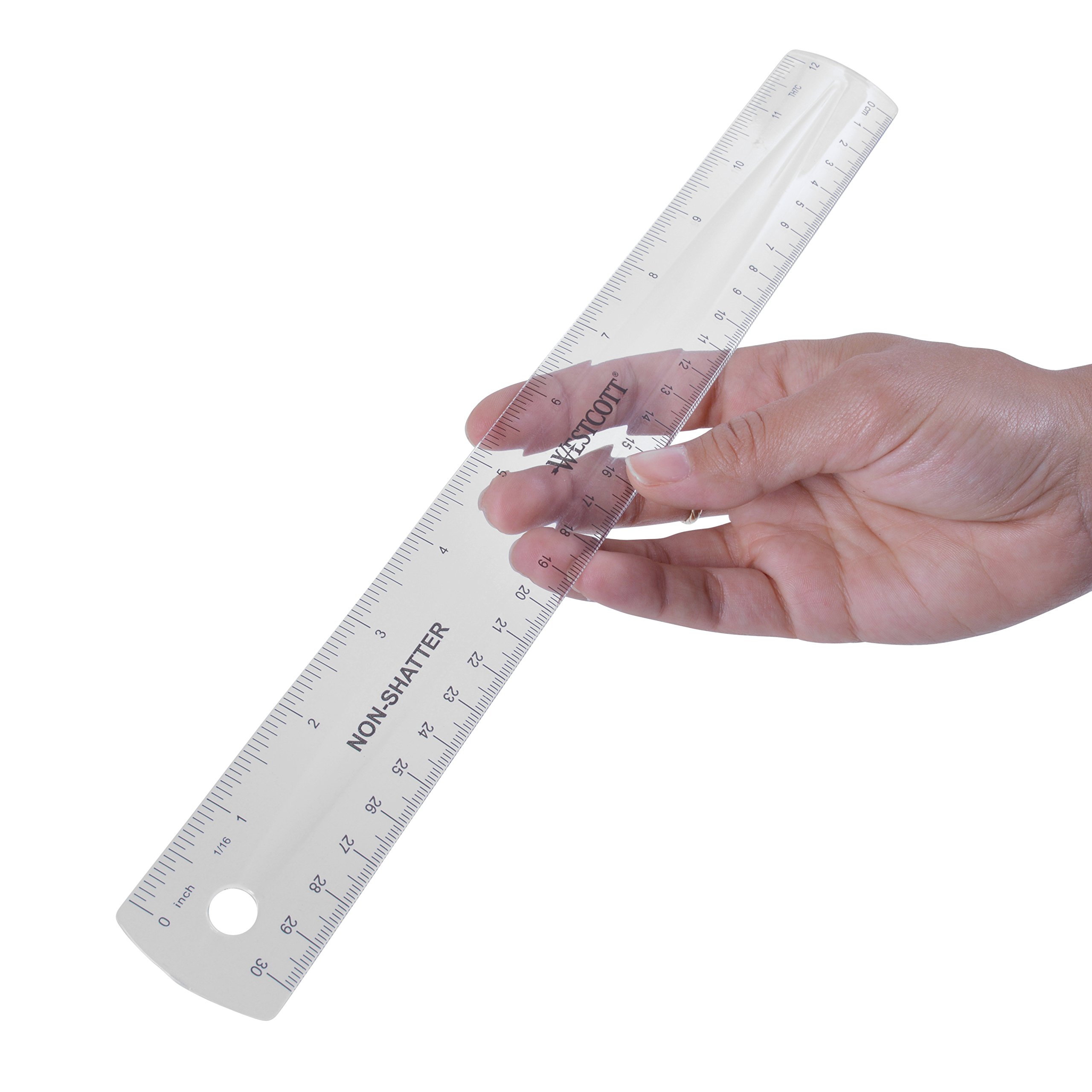 Westcott non-shatter regla, 30,48 cm longitud, claro, caso de 72 (13862) Case of 72