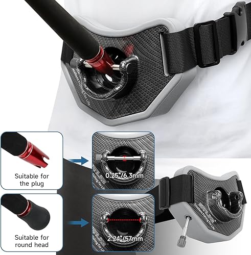 Miniatura 26 de Cinturón de pesca Cinturón de lucha ajustable de aluminio/fibra de carbono/cinturón de lucha de plástico Cinturón de pesca de pie Negro