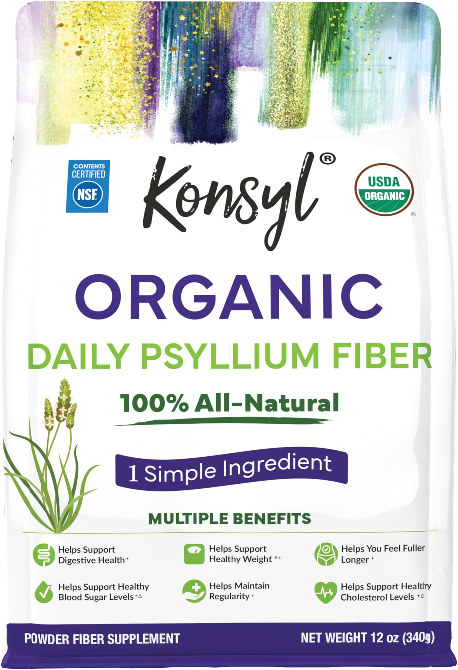 USDA Organic Psyllium Husk Powder - 12oz, 60 Servings, Natural Unflavored Soluble Dietary Fiber Supplement - Fiber Prebiotic for Digestive Support and Gut Health - Sugar Free, Keto & Vegan