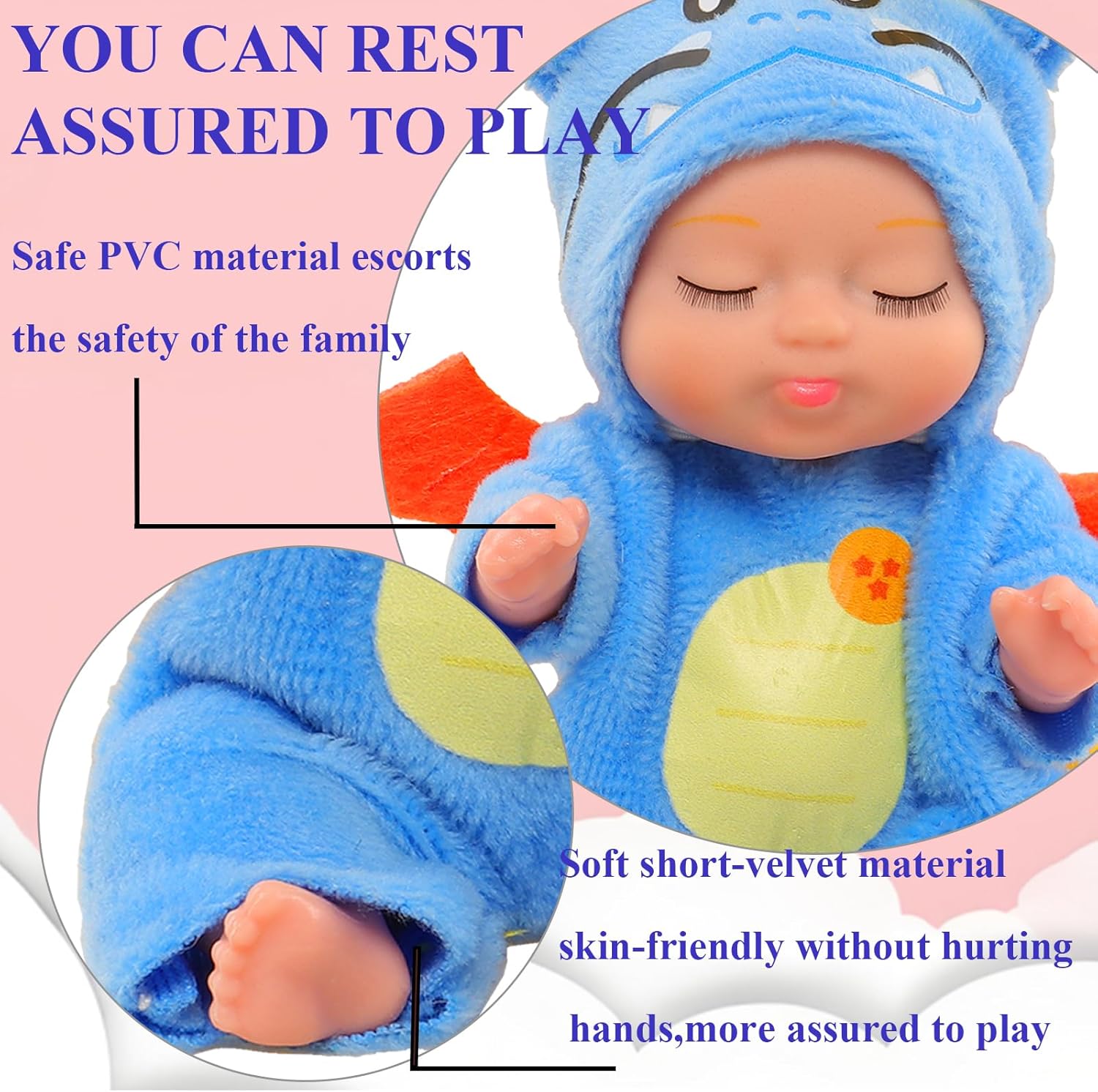 4 Inch Mini Baby Dolls 6pcs Set Lifelike Realistic Tiny Reborn Babies Dolls Toys with Cute Handmade Miniature Sleeping Doll Clothes for Suitability Gifts for Kids 3+ Shower Party Birthday Gifts