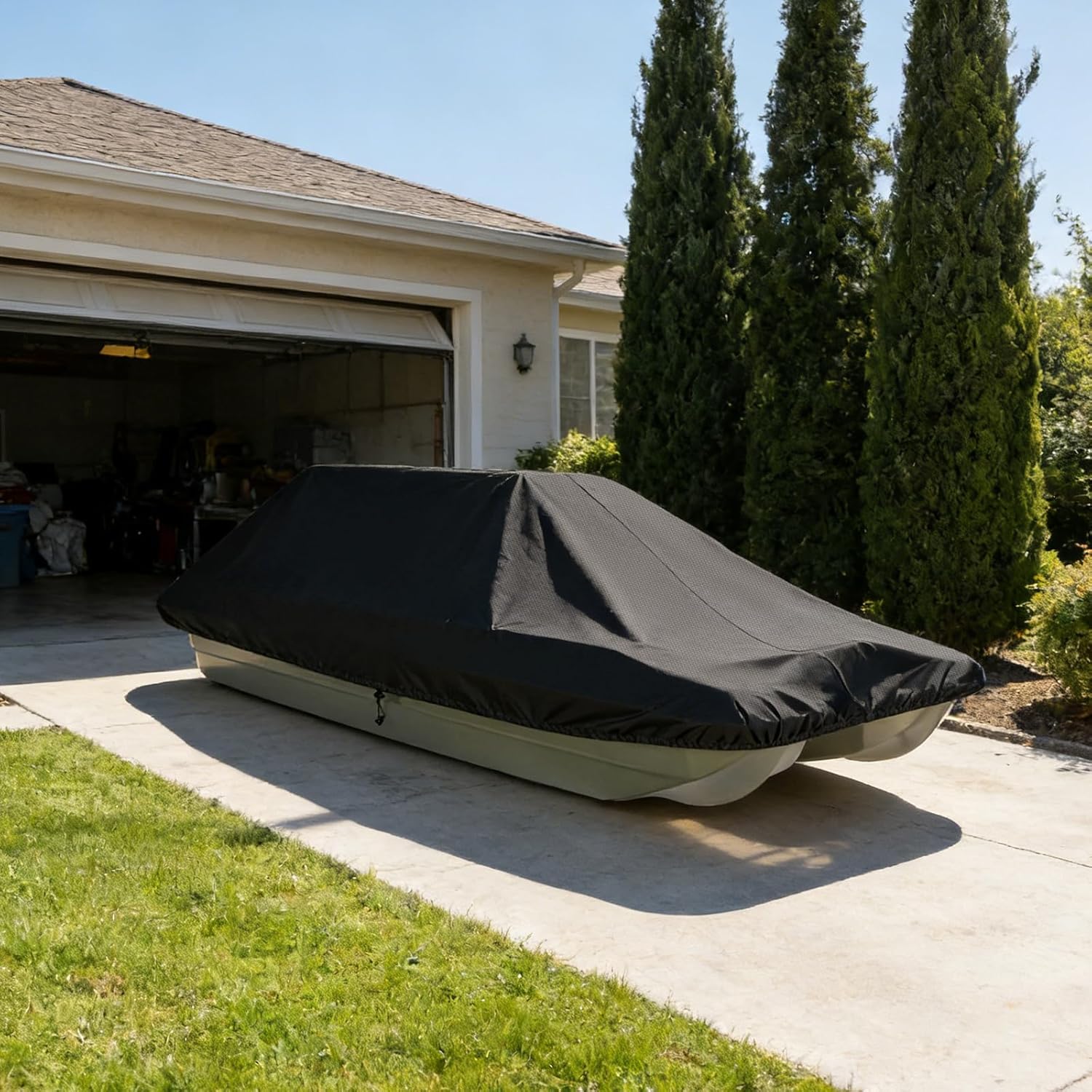 Boat Cover Fits for Pelican Bass Raider 10E Angler Fishing Boat(10.2 ft), Heavy-Duty 600D Oxford Waterproof, UV Resistant, Dust-Proof, Marine Grade Polyester Mooring Cover with Storage Bag