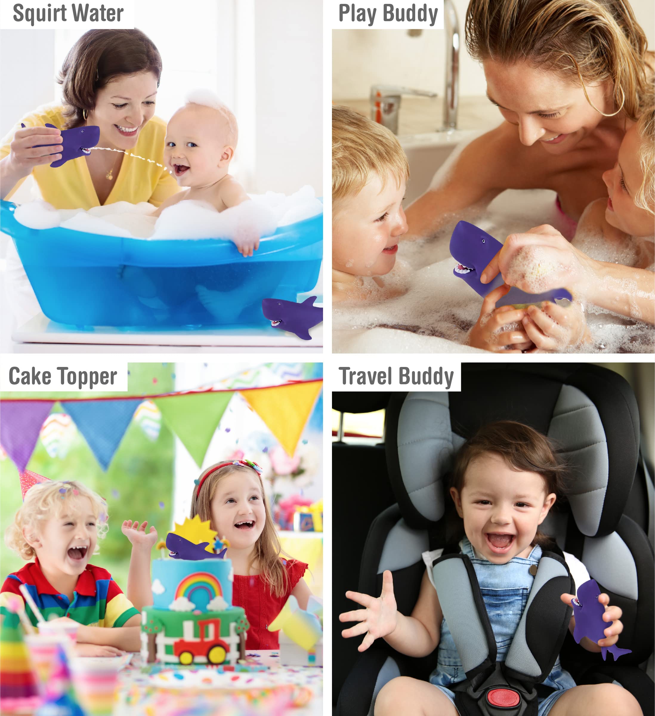 48 Pack Mini Water Squirting Rubber Sharks - Bath & Pool Toys For Kids