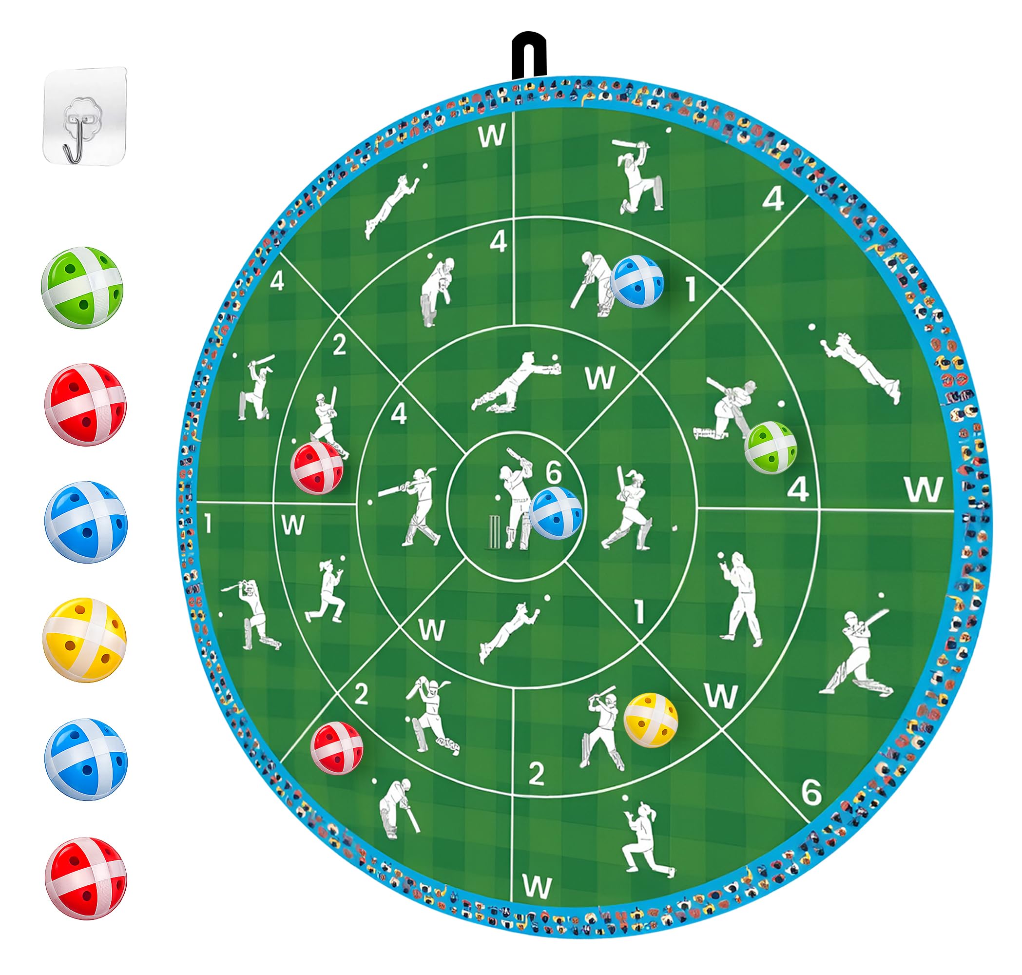 Cricket Dart Game, Double Sided, 18 inches, 06 Sticky Balls, Birthday Gifts Boys and Girls, Gift for Cricket Lover, Indoor/Sport Outdoor Fun Party Play Game, Portable Design, for Ages 3-100+-image-24