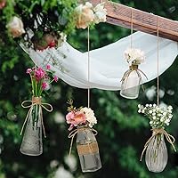 Vista 5 de Nilos 10 jarrones de flores pequeños para centros de mesa, jarrones de vidrio transparente con diseño de cuerda para flores, jarrones de brotes