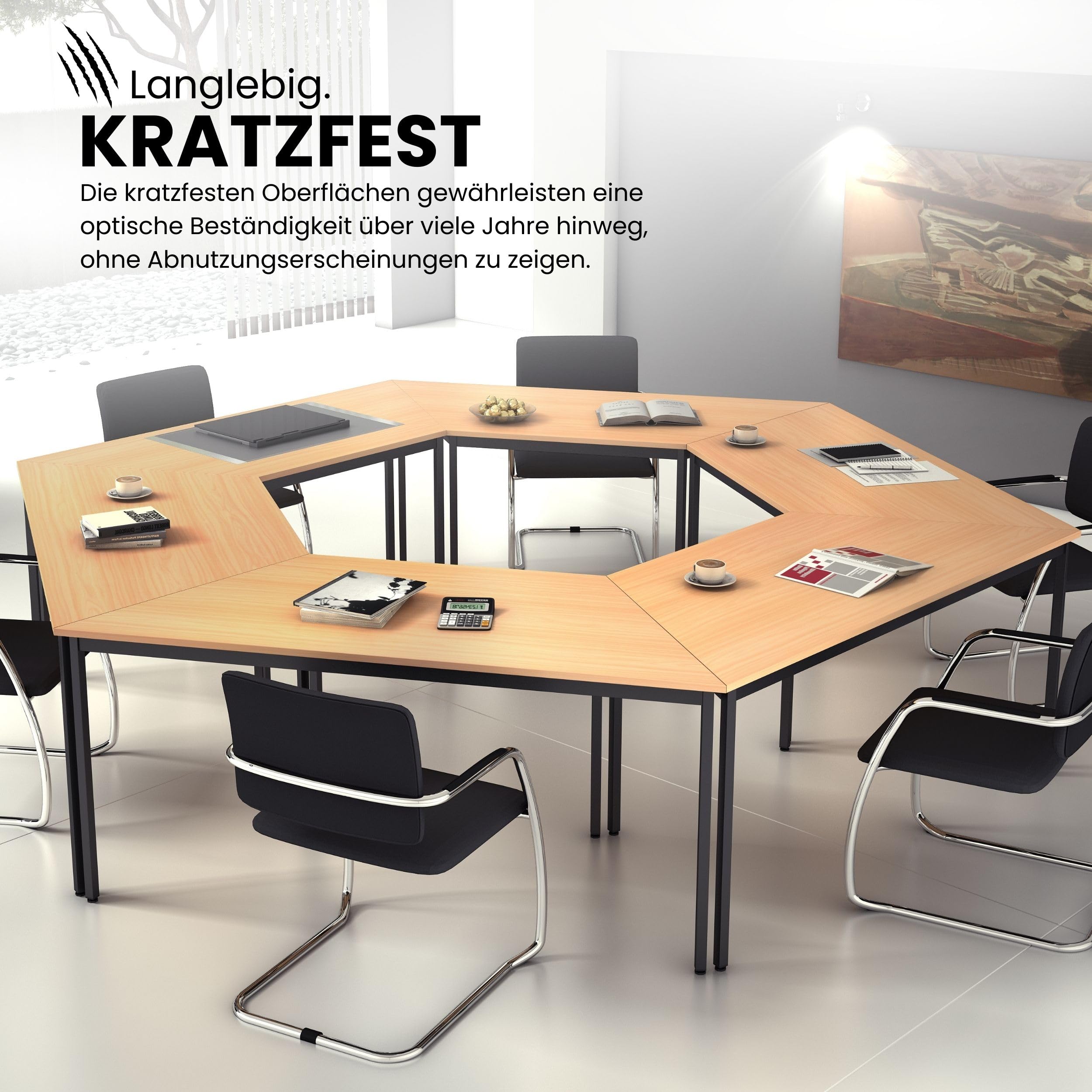 bümö Tisch, Multifunktionstisch 160 x 80 cm in grau - Besprechungstisch, Konferenztisch, Meetingtisch, Mehrzwecktisch, Pausentisch, Besprechungsraum, Meetingraum, Pausenraum