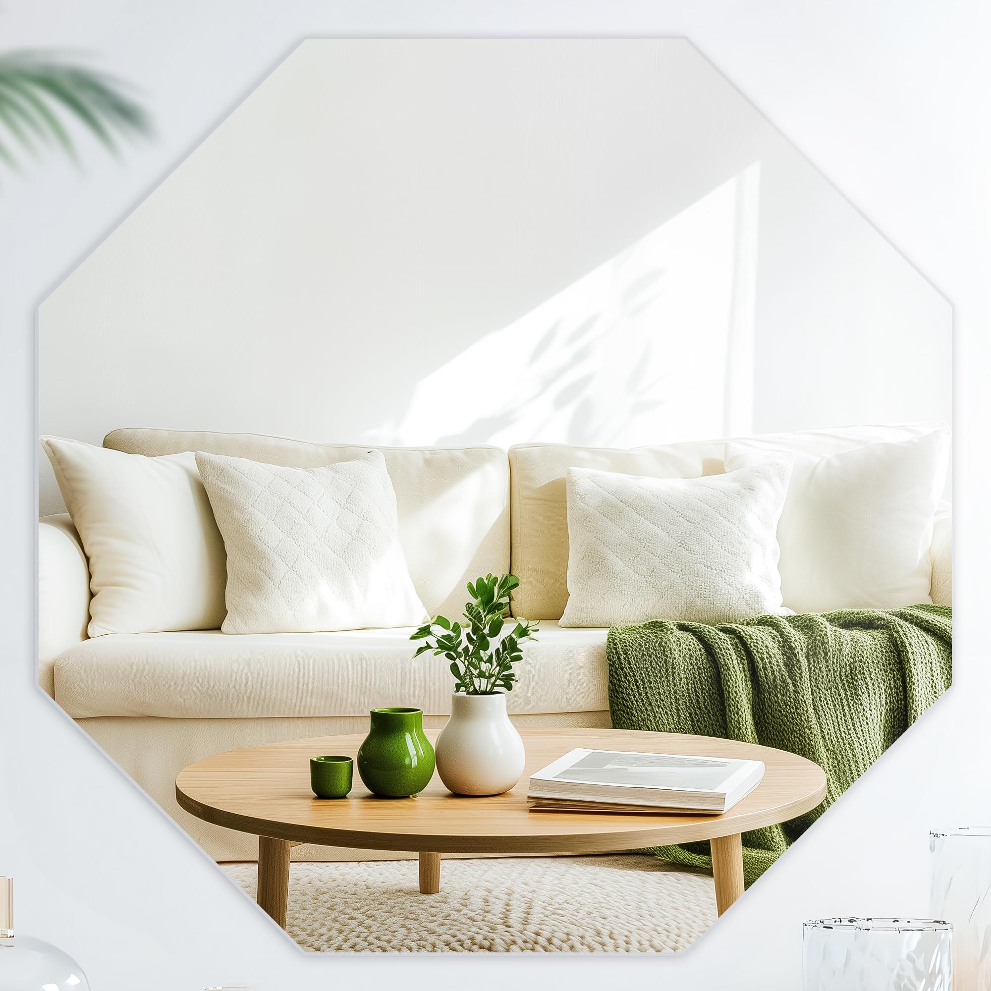 Hohoemi 八角形アクリル鏡 2点セット DIY可能 貼る鏡 ミラー 風水 玄関用 割れない 軽量 壁掛け 開運 ルームシェア 一人暮らし インテリア おしゃれ部屋45×45 cm 【 卒業祝い＆新生活応援】