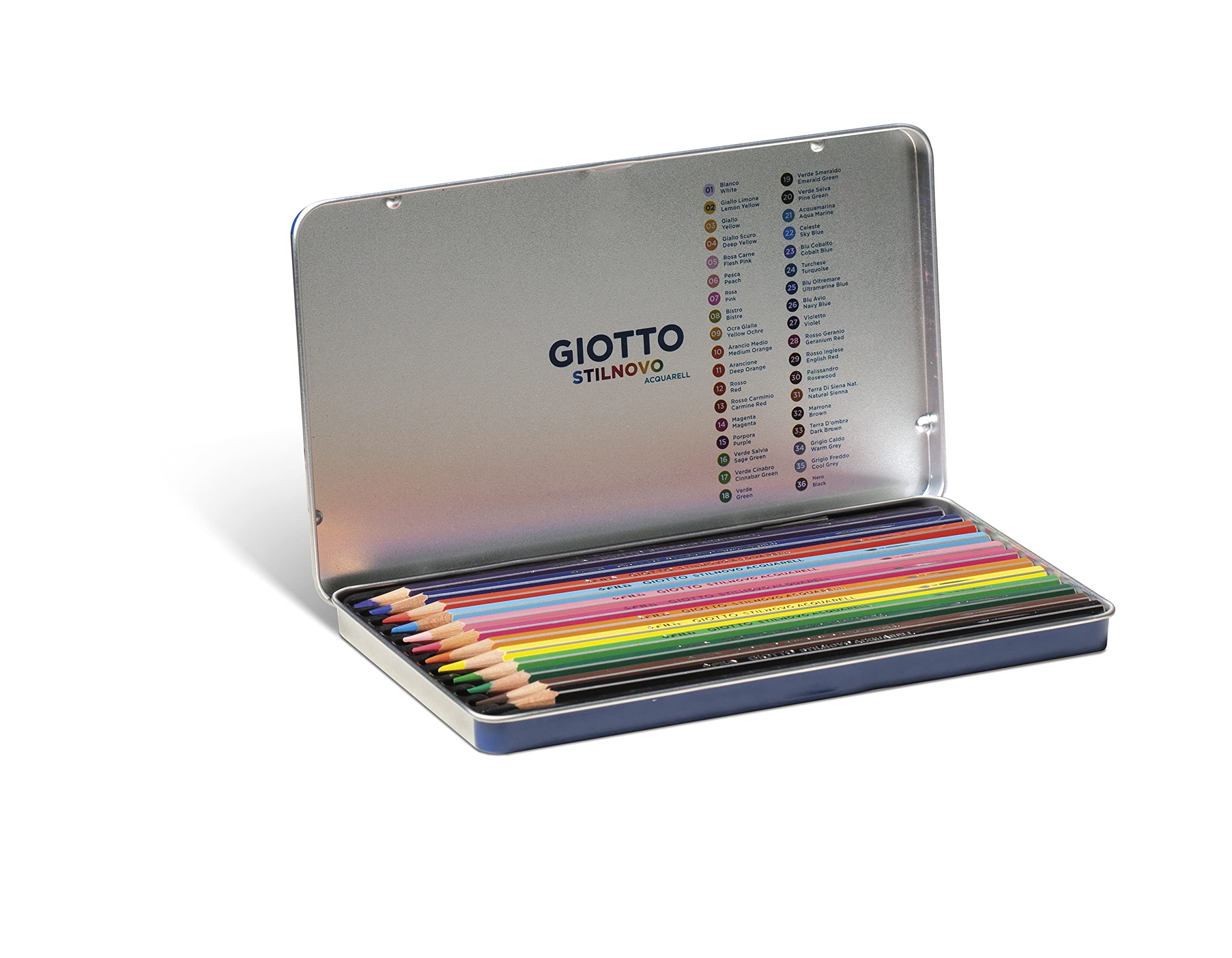 Giotto 256200 - Stilnovo Acquarell Pastelli Acquarellabili Scatola Metallo da 12 Colori