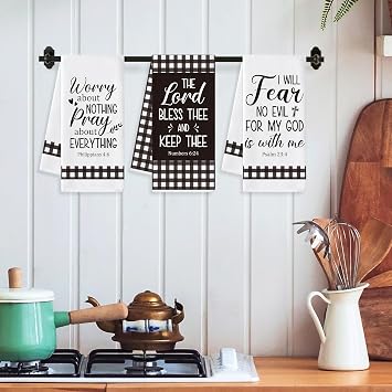 Bible Verse Hand Towel - 6Pcs Religious Inspirational Thought Prayer Verse Scripture Kitchen Dishcloths Soft Polyester Towels Bathroom Home Decor Christian Gift for Men Women Housewarming