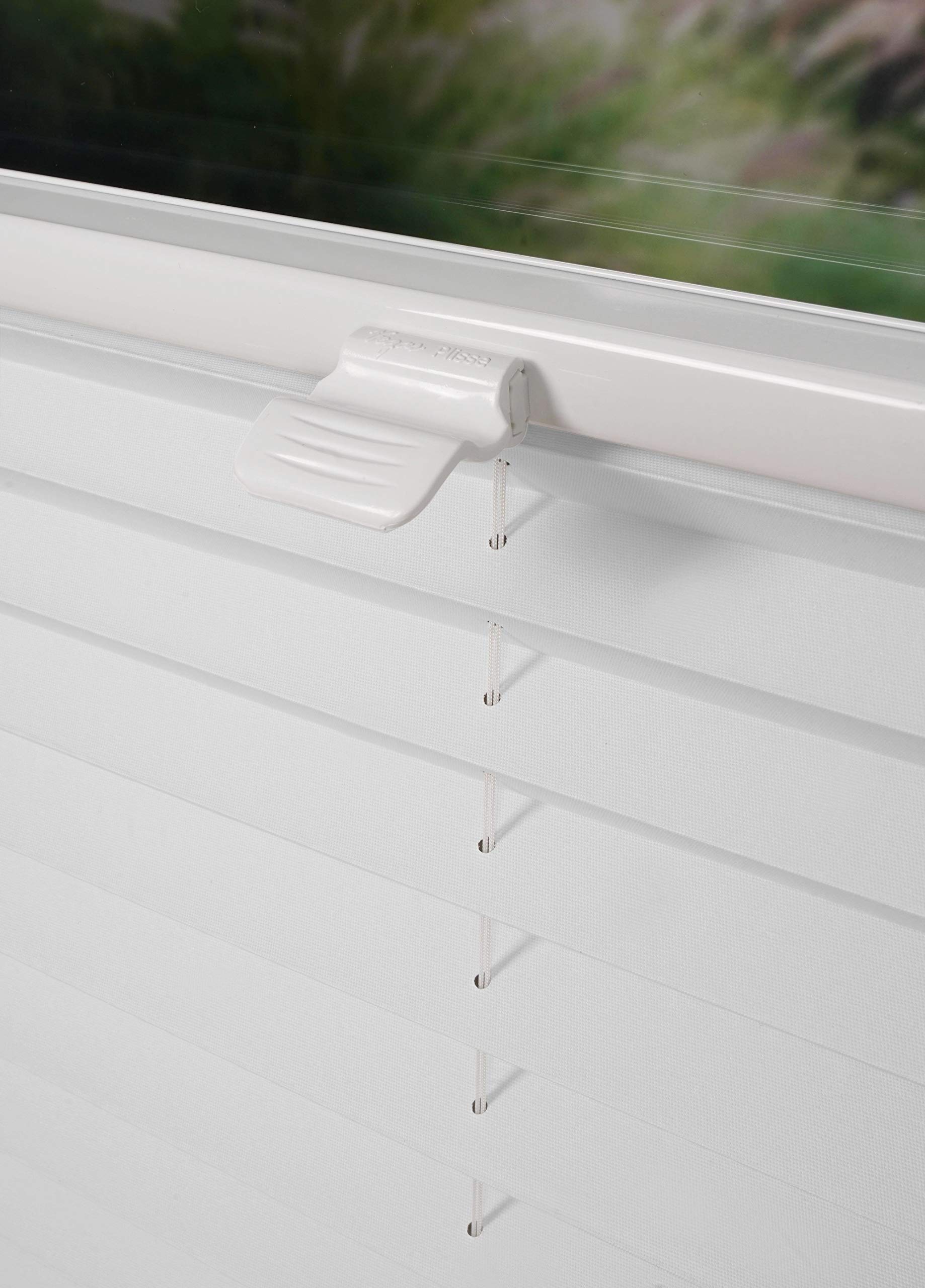 Plissee Klemmfix auf Maß für alle Fenster innen, ohne Bohren, Montage Klemmträger Sonnenschutz Sichtschutz Rollo Blickdicht Weiß B: 71-80 cm, H: 201-250 cm