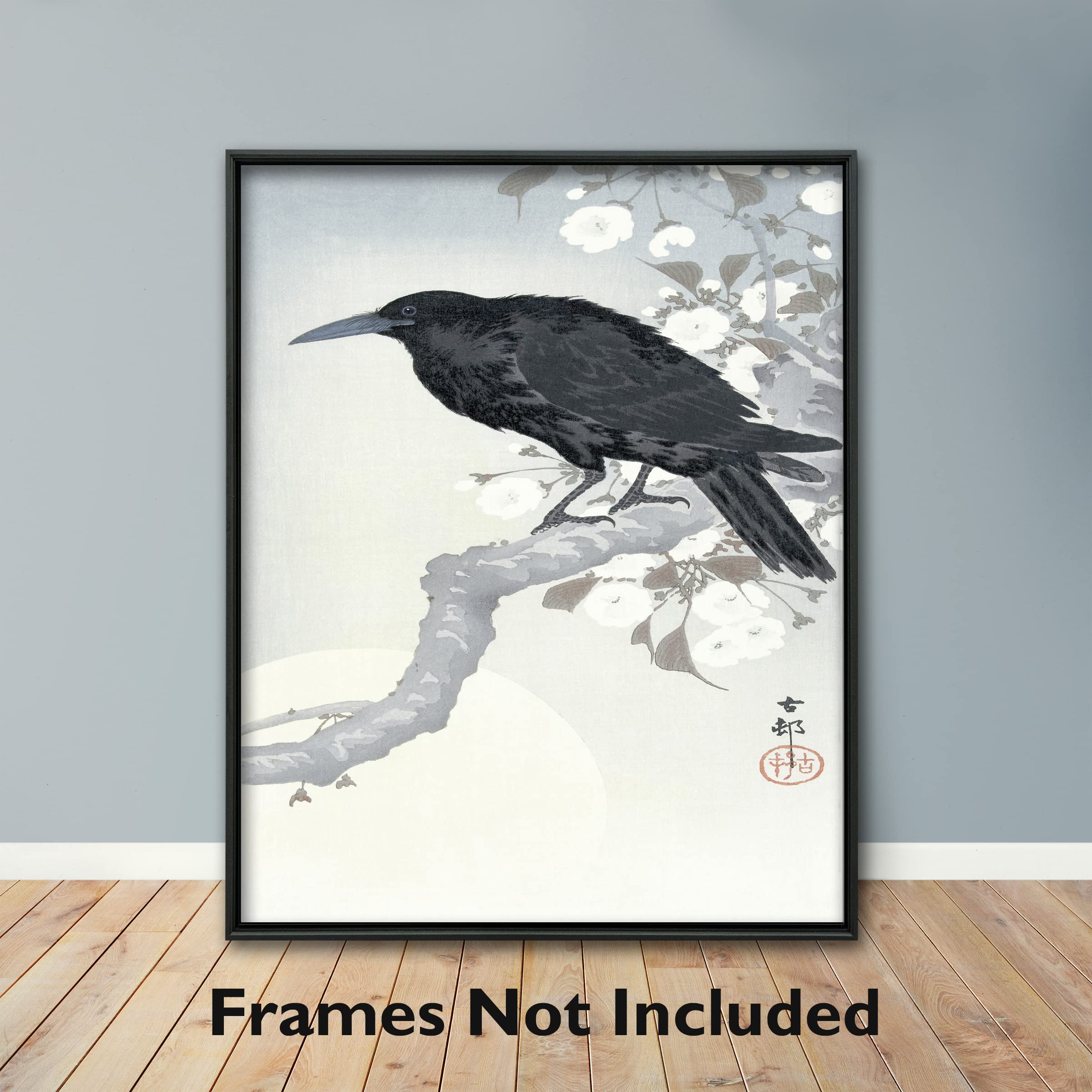 Amazon.com: CLOUD NINE PRINTS Crow at Full Moon Print