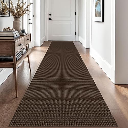 Vista 192 de EARTHALL - Tapete tejido lavable con parte trasera de goma, tapete trenzado de algodón antideslizante para interiores para entrada, pasillo, cocina