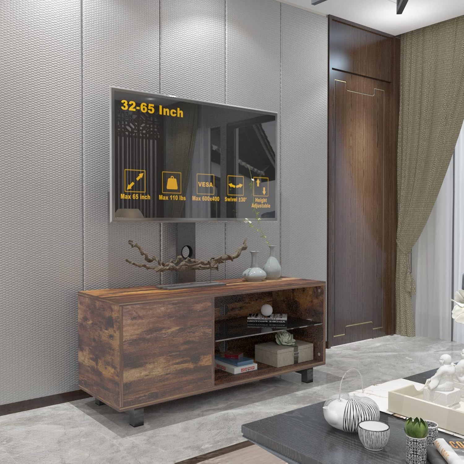 Donsire Farmhouse TV Stand with Mount for 3265 inch TV, 2