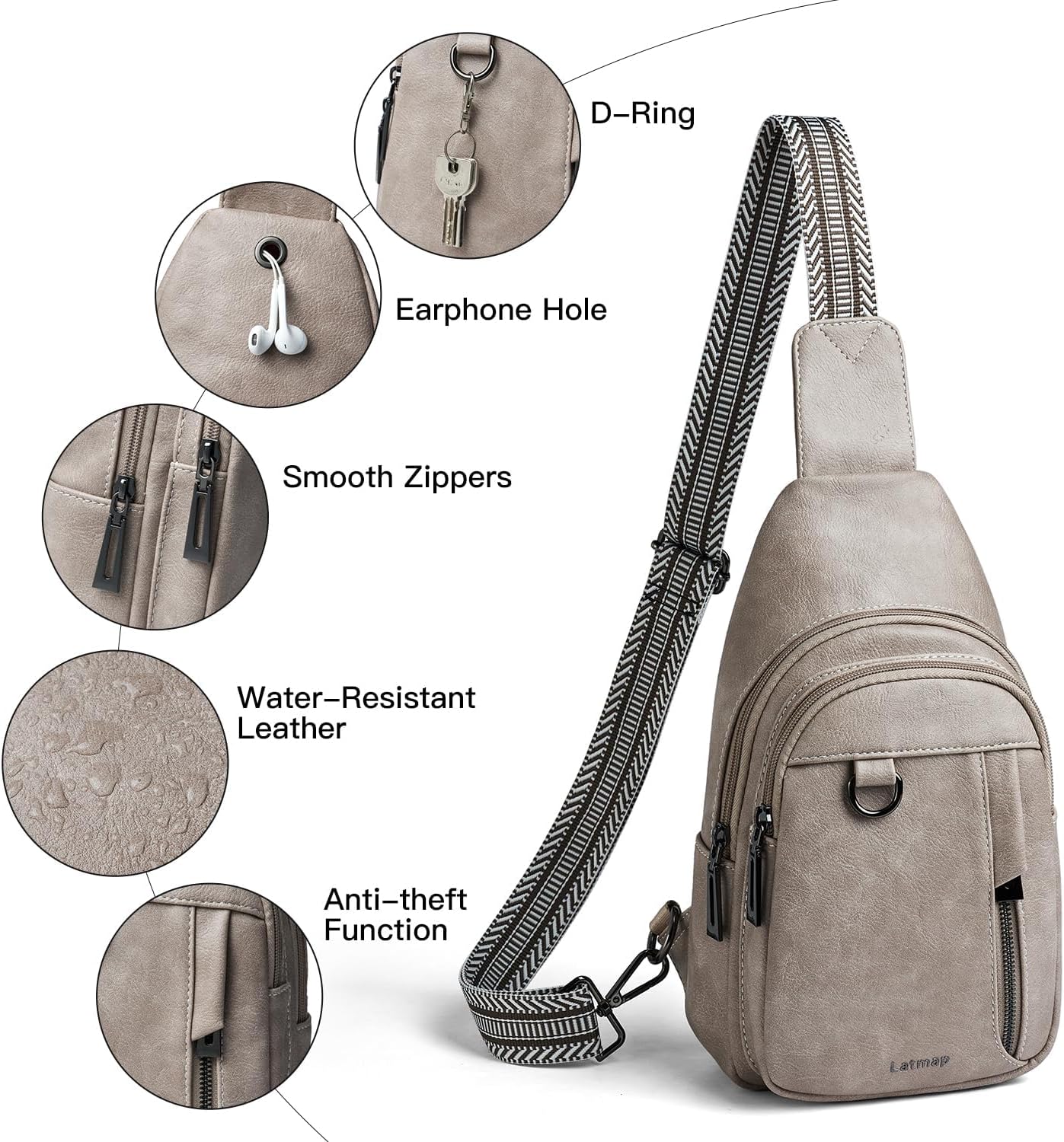 7L Sling Bag for Women Men Leather Small Sling Backpack Daypack Anti Theft Fanny Pack Crossbody Purse Travel - Image 6