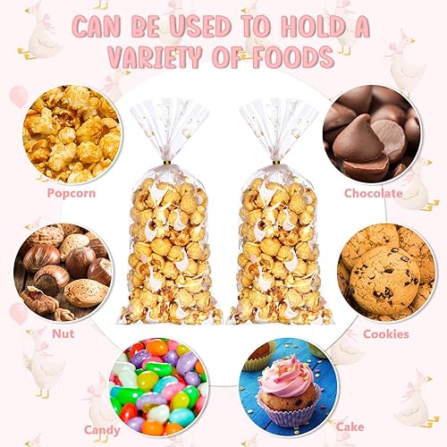 Miniatura 7 de Yexiya 100 bolsas de celofán para golosinas, bolsa de regalo transparente con lazos de cinta, bolsas de plástico para dulces para regalos de fiesta,