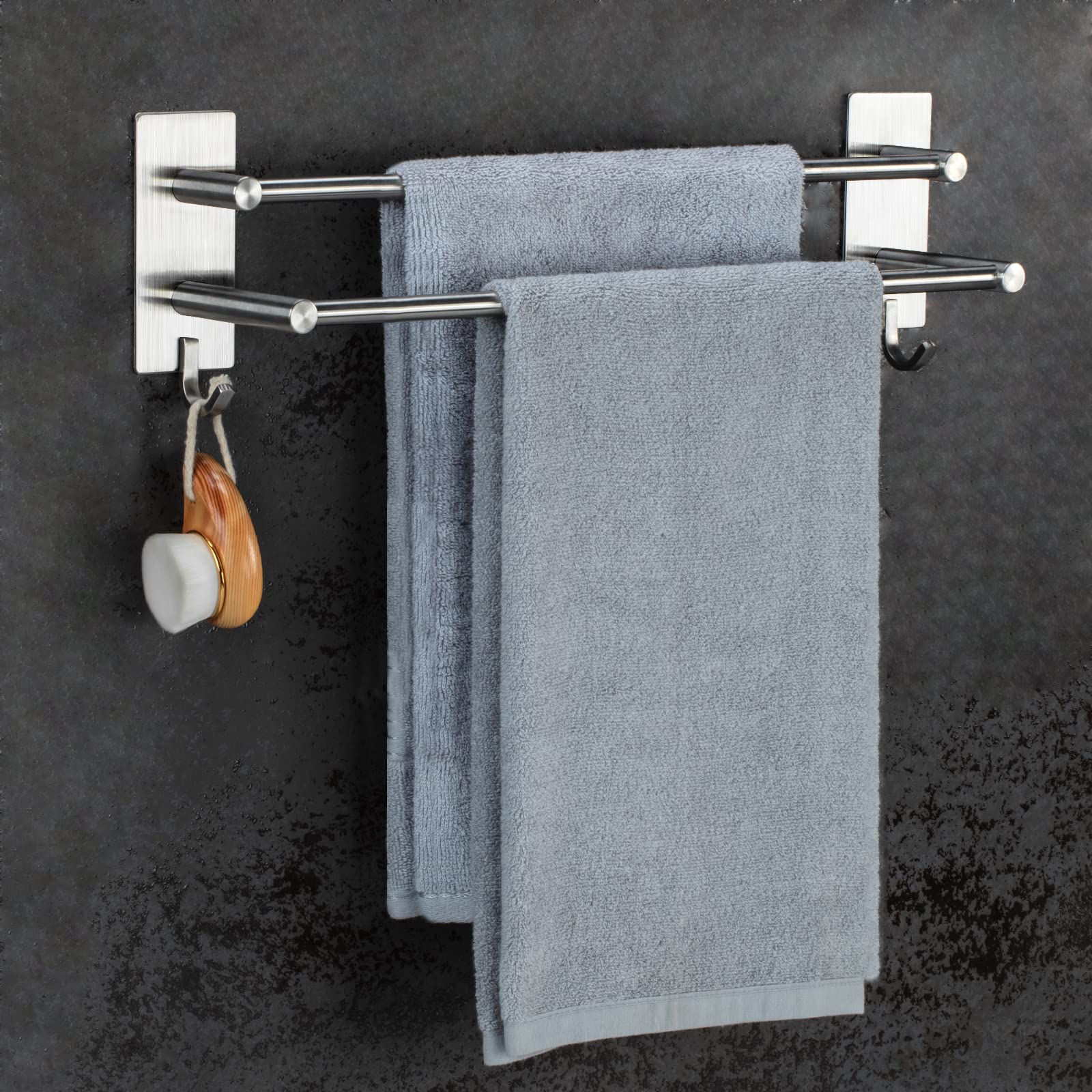Vista Toallero de Baño sin Taladro con Fuerte Adhesivo 43.5CM Plata Acero Inoxidable Toallero de Baño Accesorio de Baño Accesorio de Baño sin Taladro para Baño y Cocina