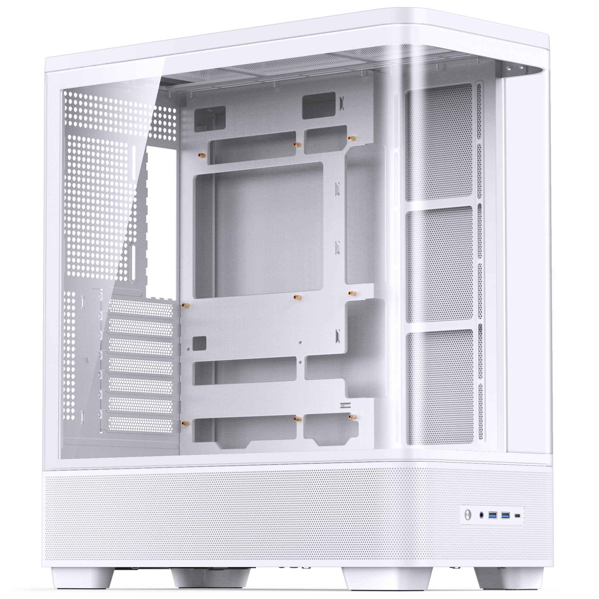 Jonsbo TK-5 obudowa PC – biała | ATX Midi Tower, ze szkłem hartowanym, panoramiczny design i miejsce na maks. 10 wentylatorów