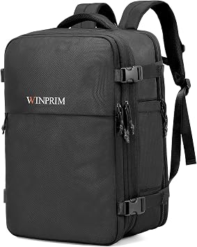 Carry On Backpack for Travel, 35L TSA Approved Flight Approved Backpack, Expandable Waterproof Laptop Backpack Fits 17" Computer, Weekend Bag for Men & Women Nylon Stripe, 35L
