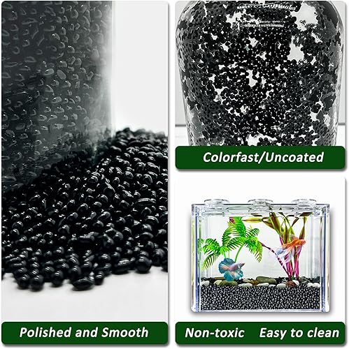 Miniatura 3 de BXI 2.2 libras de arena de grava de sustrato de acuario pequeño, grava lisa pulida, vidrio de mar azul vibrante sin revestimiento que no destiñe,