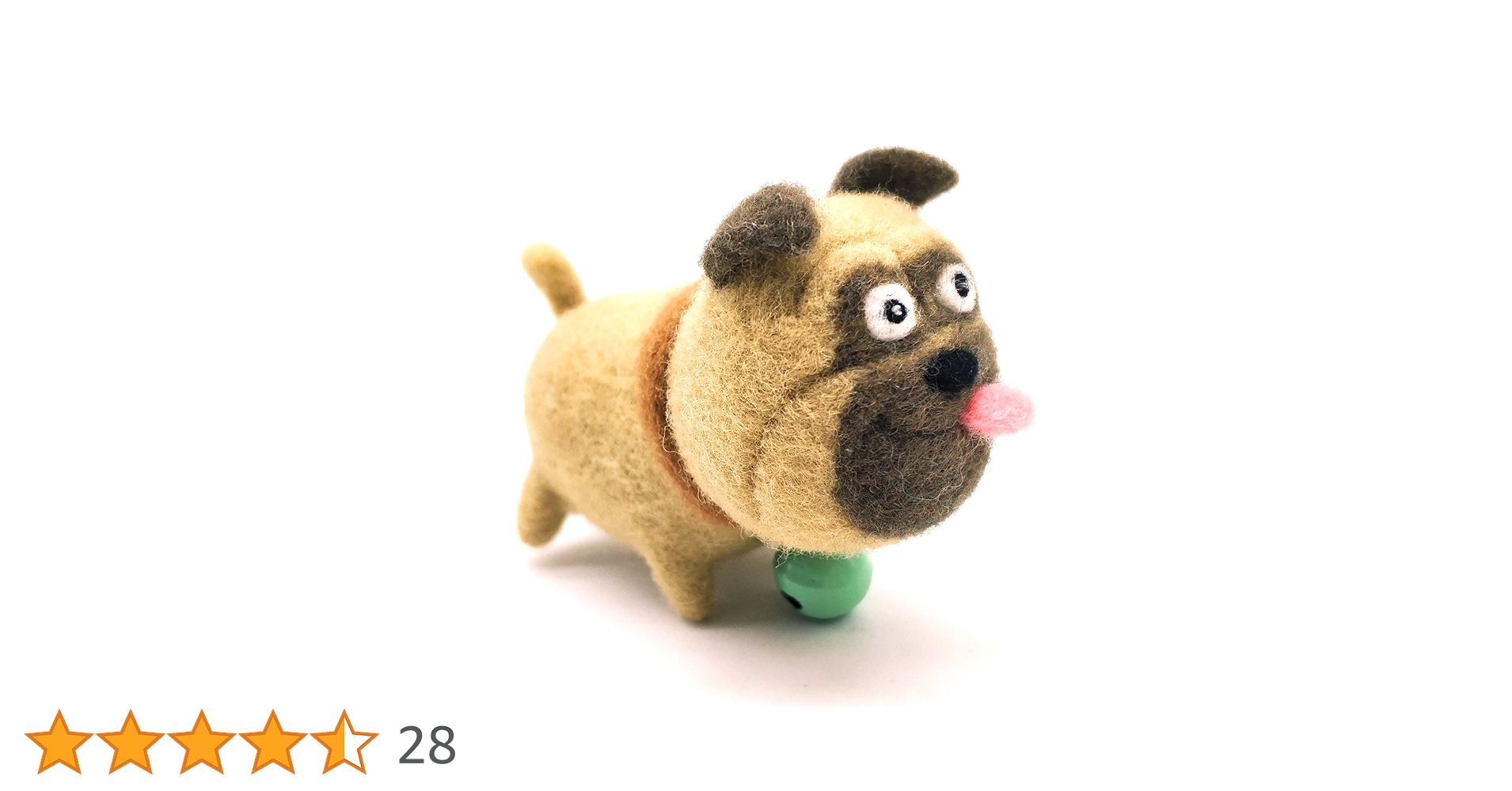 羊毛フェルトパグ戦士 受注製作】 まゆパグとサッカー(フォーン・黒) 羊毛フェルト