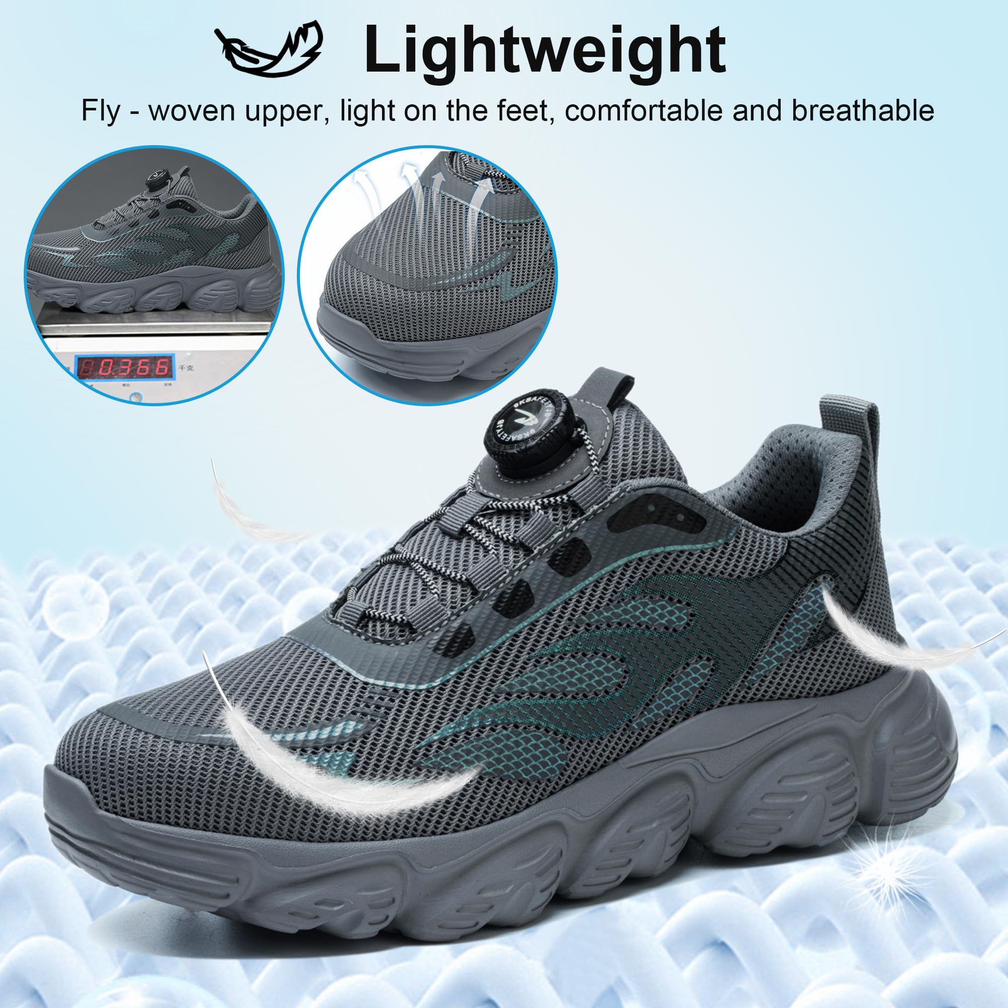Mitudidi Bezpieczne Buty Unisex, Ochronne Obuwie Robocze, Stalowa Czołka, Antywłamaniowe, Przeciwko Ciśnieniu, Wytrzymałe, Czarne, Rozmiar EU 38-46