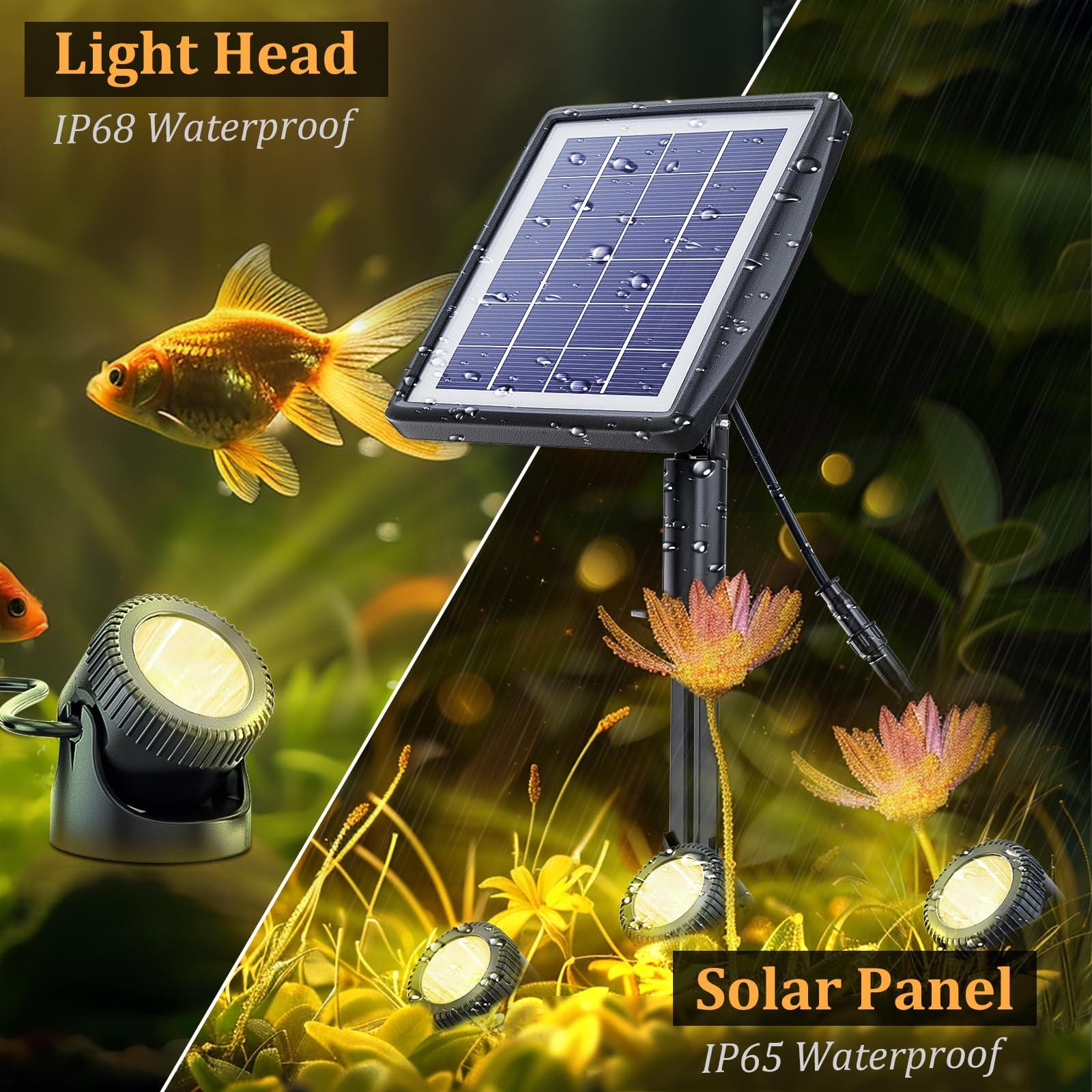 PChero Solar Teichbeleuchtung LED Unterwasser, Unterwasserbeleuchtung Strahler Poolbeleuchtung Unterwasser Licht IP68 Wasserdicht Teichlicht für Pool Teich Garten Baum Innen Außen Deko