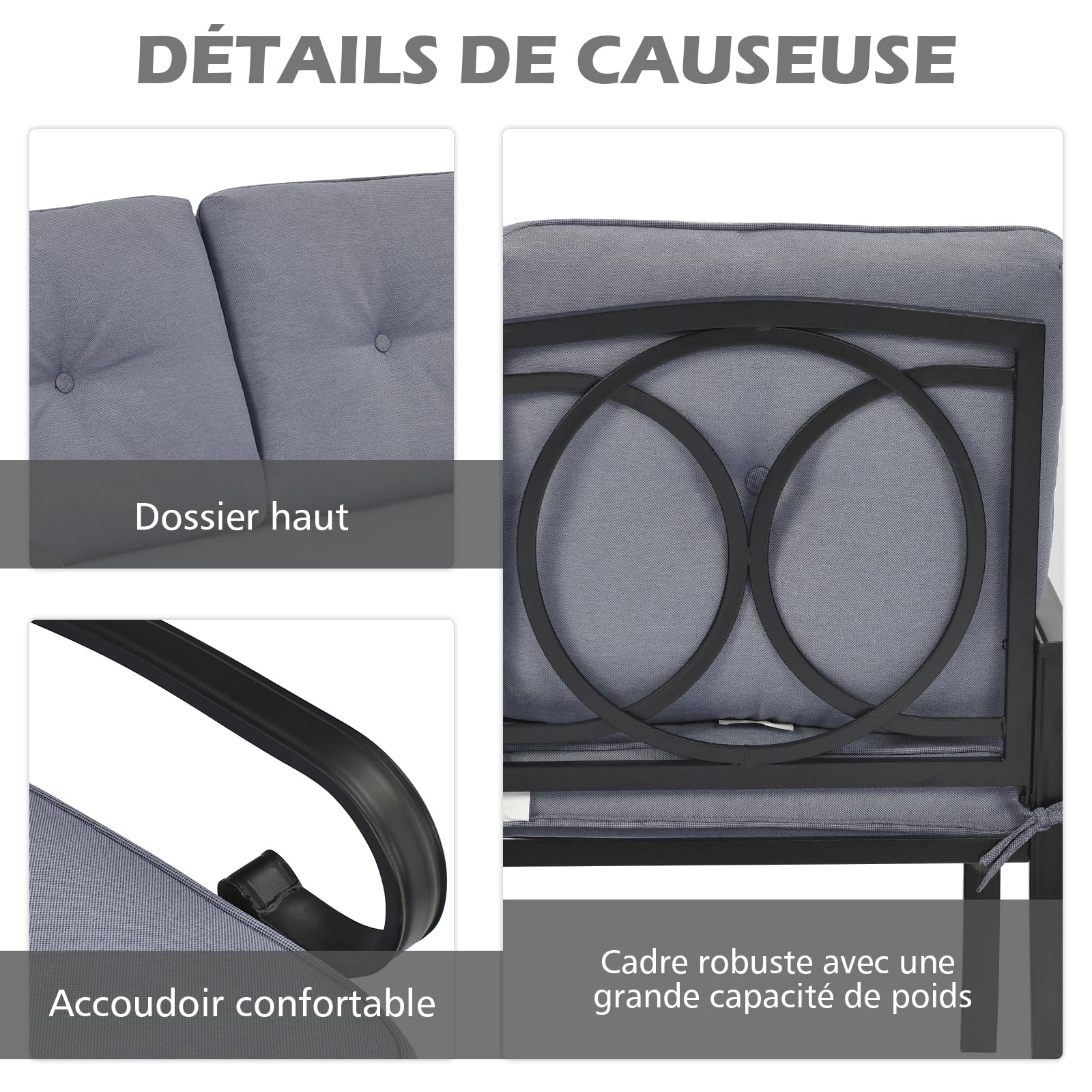 GOPLUS Salon de Jardin 2 Personnes, Canapé Extérieur 2 Places avec Table Basse,Coussins Doux,2 Pcs Ensemble de Meubles de Jardin pour Jardin,Balcon,Terrasse