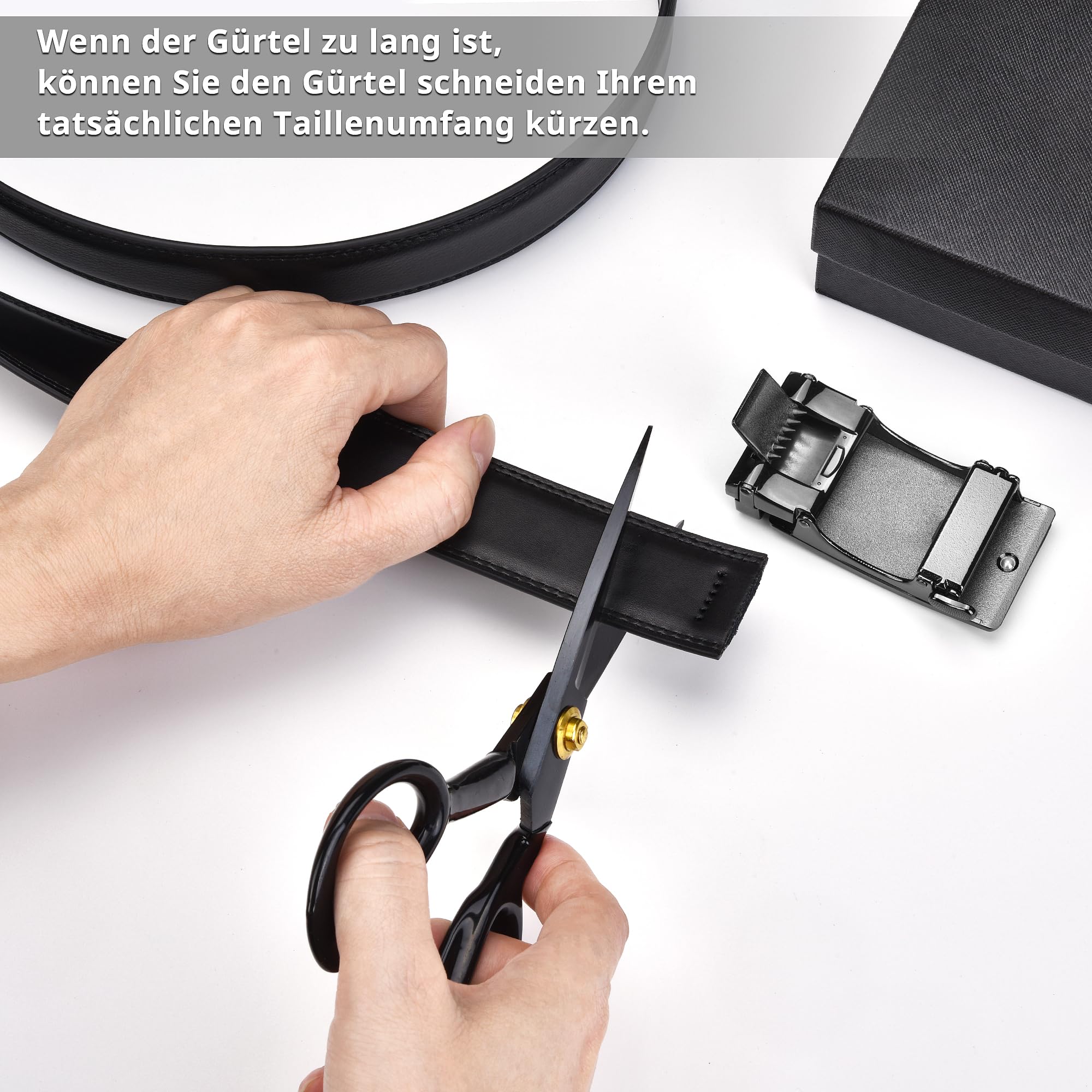 FEFLO Cintura Uomo, Cintura Pelle con Fibbia Automatica cricchétto, Larghezza 35 mm,Taglia Regolata, Adatto per abbigliamento da lavoro e casual