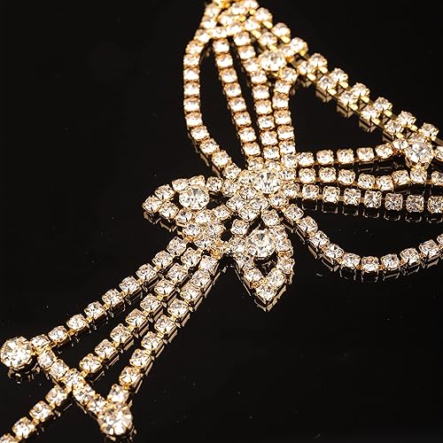 Miniatura 5 de YERTTER Elegante pulsera de eslabones de mariposa con diamantes de imitación de cristal plateado y dorado para boda, arnés de mano, anillos de dedo