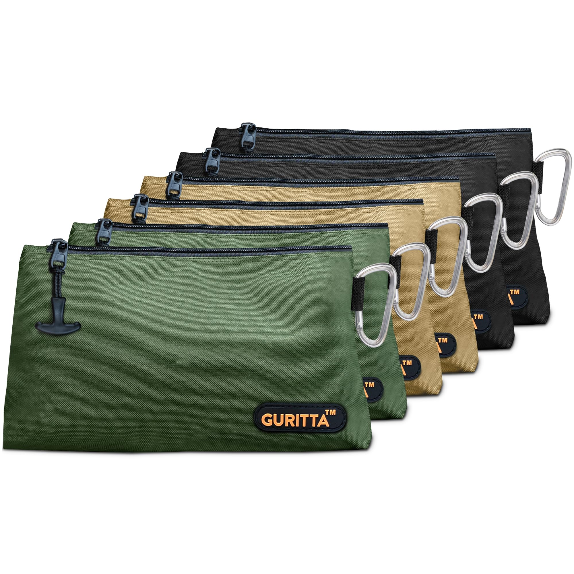 Premium Tool Pouch Zipper Bag, 12 inch Small Tool Bag, Multipurpose Storage Pouch, Heavy Duty Flat Bottom Tool Bag with Zipper for Tools, Gadgets, Cosmetics, Stationary