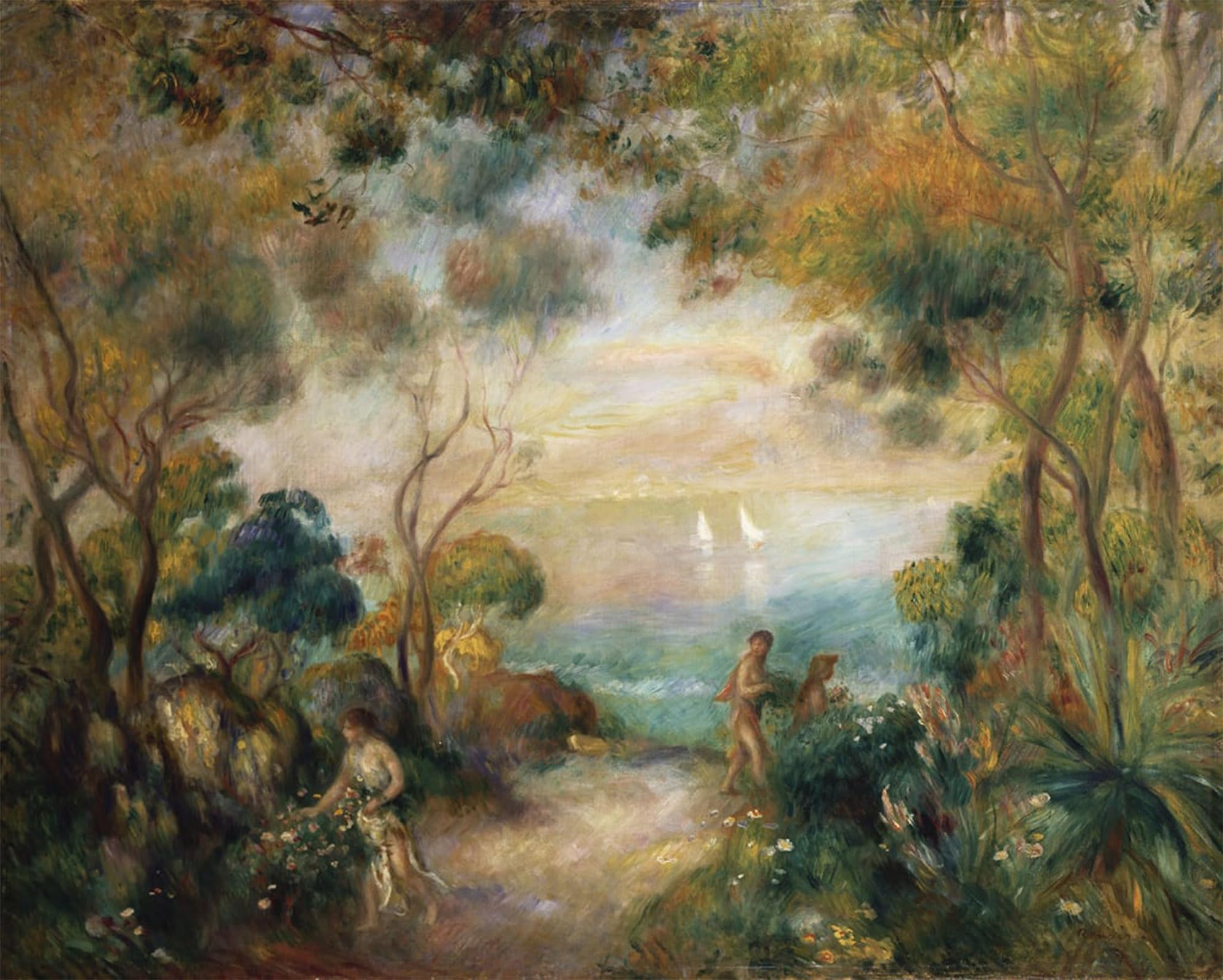 SERENDIPITP Retro Picture Poster Wall Art Pictures Painting a Garden in Sorrento by Pierre Auguste Renoir Wall Art Canvas Print for Wall Decor 60x90cm