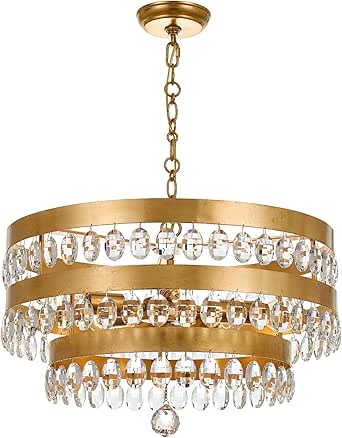 Crystorama Perla 5 Light Antique Gold Chandelier