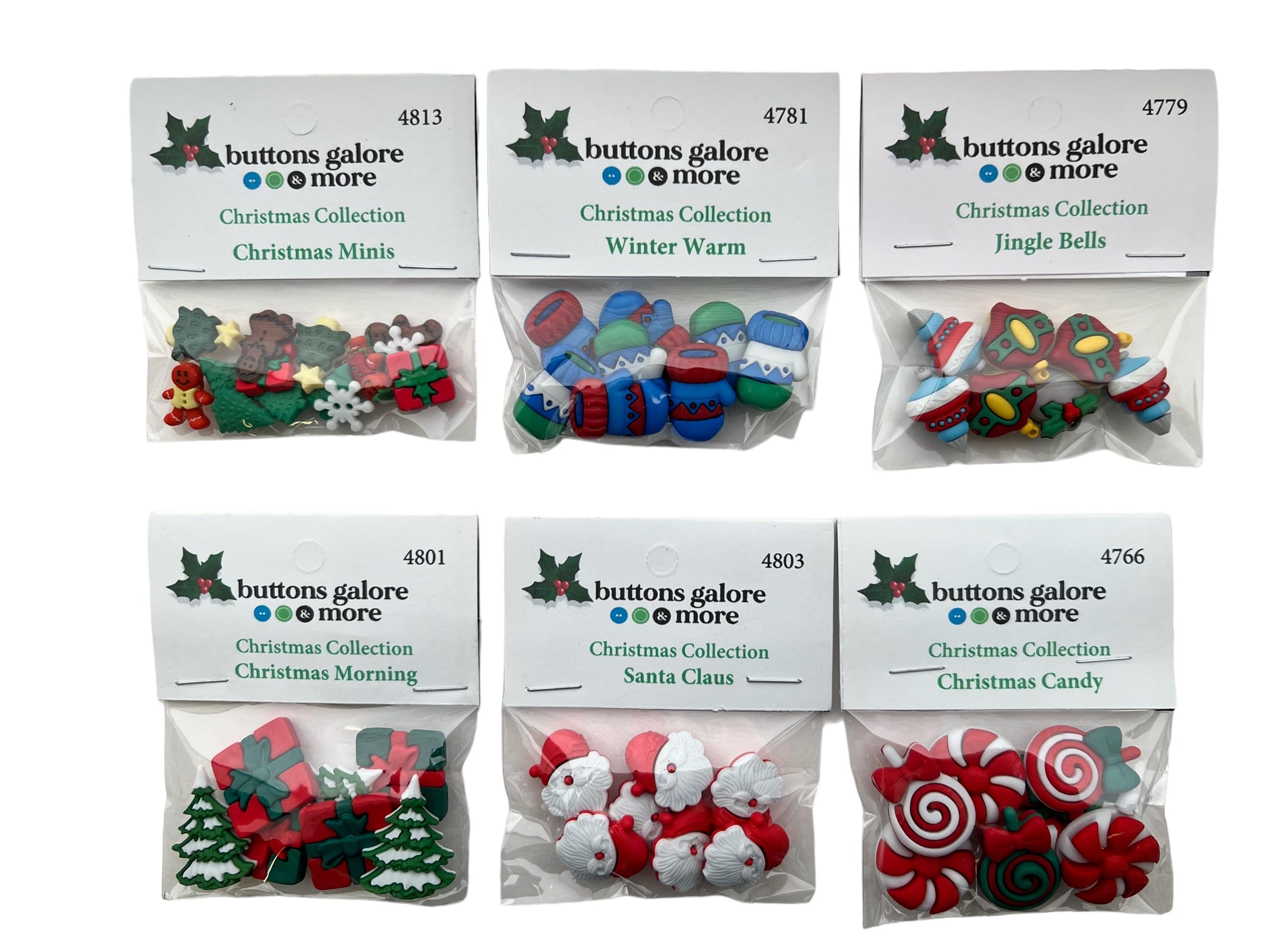 Buttons Galore 50+ Assorted Christmas Buttons for Sewing & Crafts - Set of 6 Button Packs