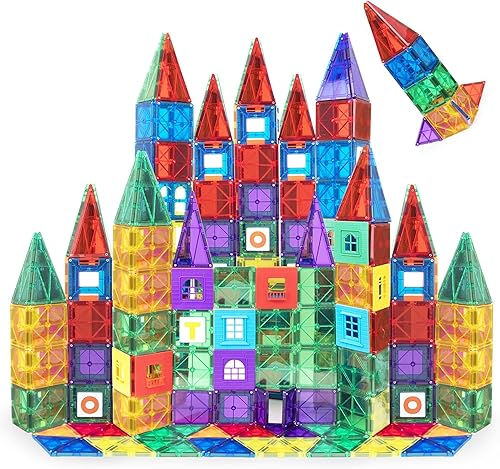 Miniatura 8 de Playmags Juego de azulejos coloridos de 38 piezas, azulejos magnéticos de construcción únicos galardonados para niños, juguetes de construcción