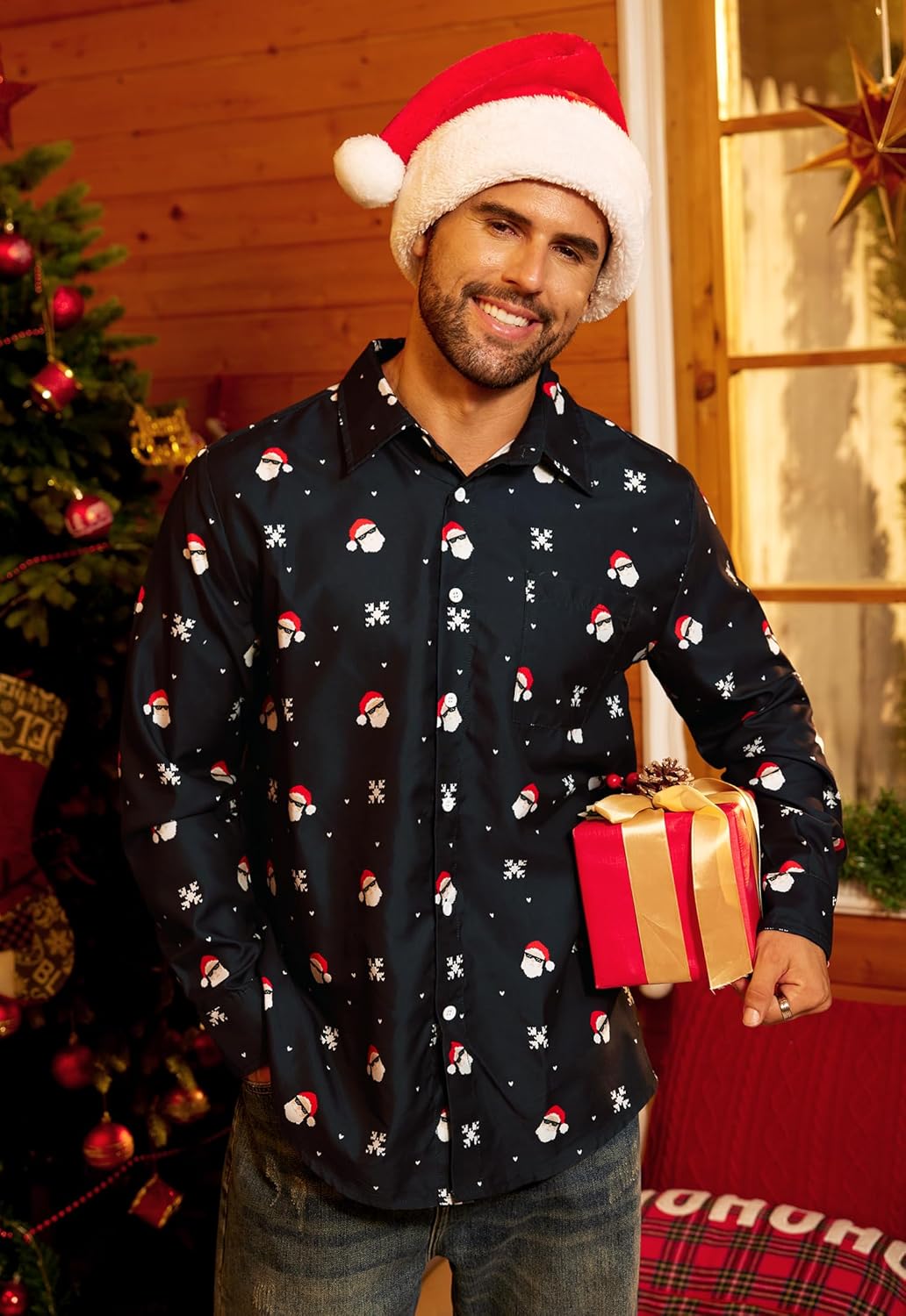 Arvilhill Men's Christmas Shirts Long Sleeve Ugly Xmas Button Shirts (S-XXL) - Image 2