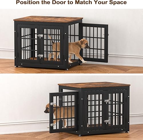 Miniatura 3 de Mueble de jaula de perro resistente de 26 pulgadas para perros pequeños, mesa auxiliar decorativa para casa de mascotas, muebles de madera para