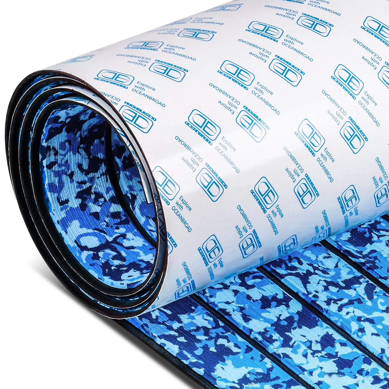 OCEANBROAD Camo Boat Flooring Self-Adhesive Backing Camouflage Decking 96''x45.6''/36''/28.8''/16.8'', 48''x16.8'' EVA Foam Self-Adhesive Non-Slip