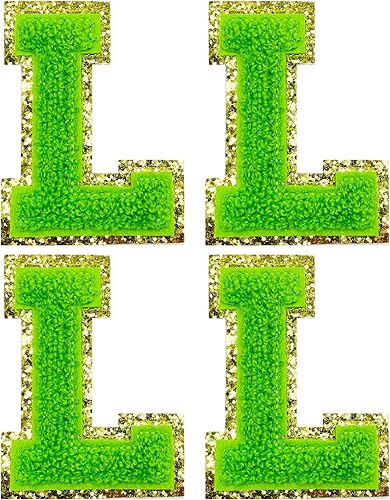 Miniatura 110 de Jongdari Letras termo-adhesivas de felpilla para ropa, parches de letras del alfabeto con brillantina para coser, con adhesivo planchado, 4
