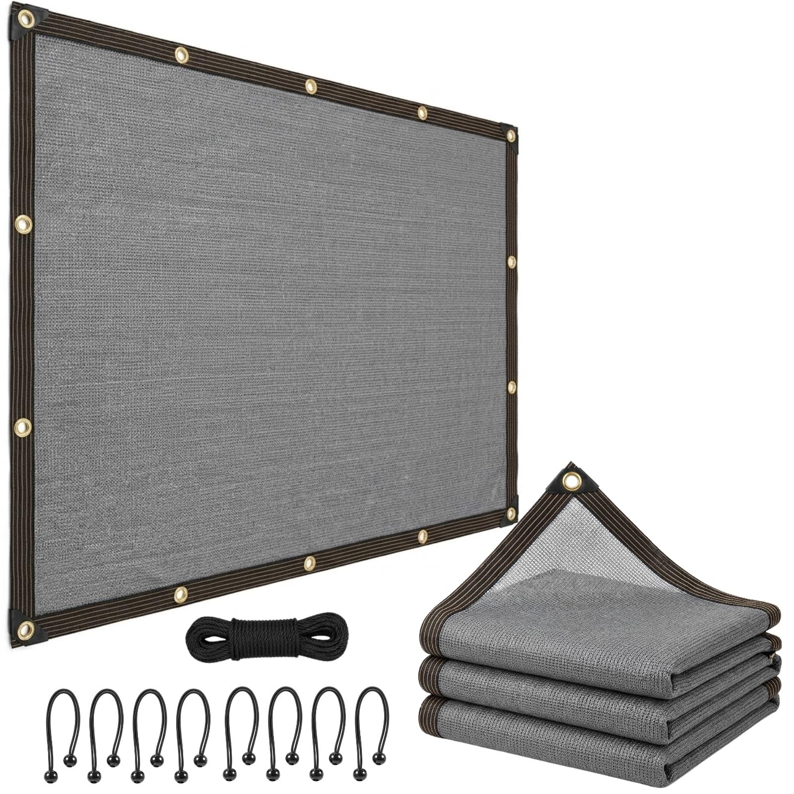 Rete Ombreggiante Telo Parasole 90%, Copertura Traspirante in HDPE Antistrappo, Rete Frangisole con Occhielli per Serra, Piante, Agricoltura e Copertura Auto(Grigio,4.0x6.0m)