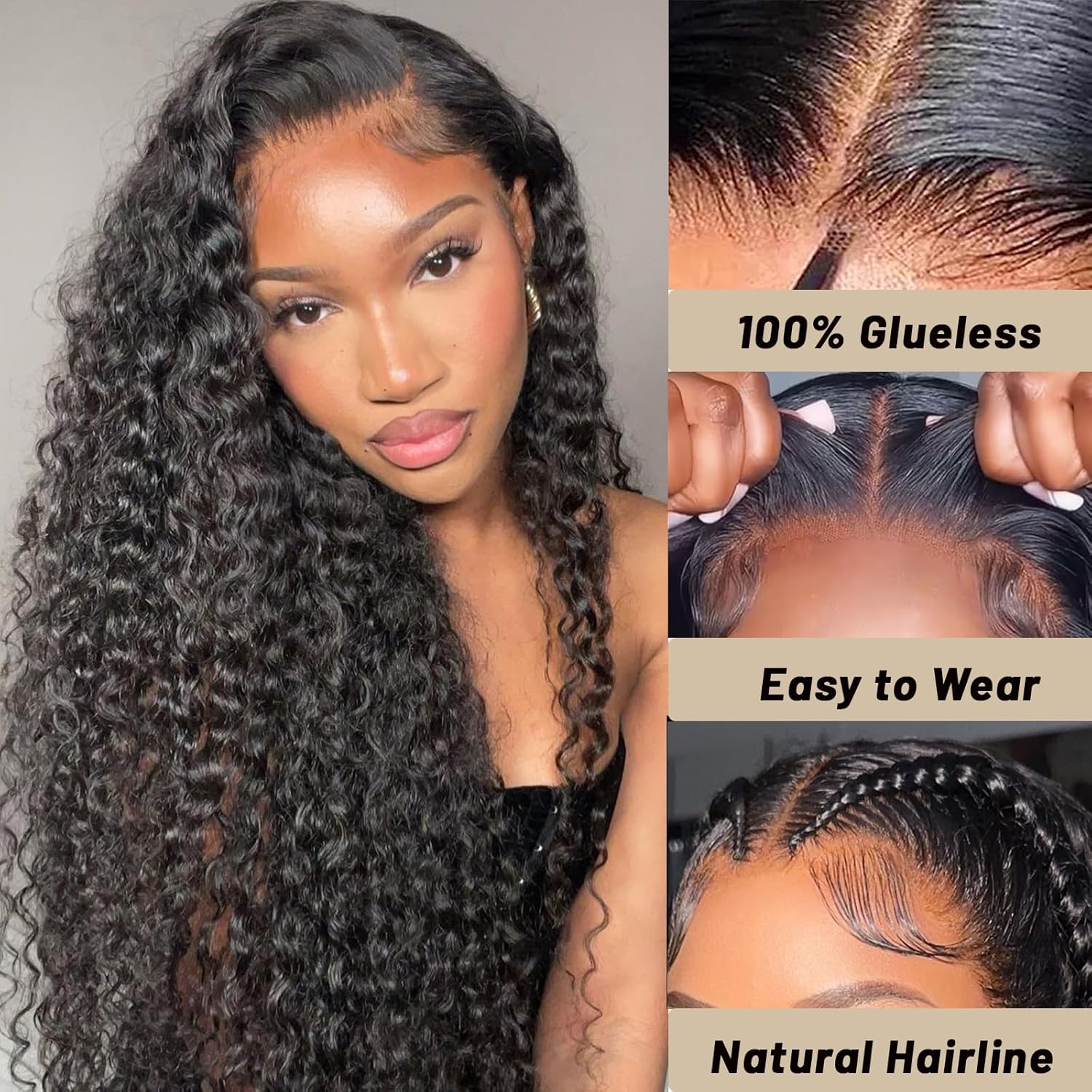 30 Inch 5x5 HD Lace Closure Wigs Human Hair Glueless Wig Pre Plucked Pre Cut Deep Wave Lace Front Wig with Baby Hair Curly Human Hair Wig 180% Density Wigs For Women