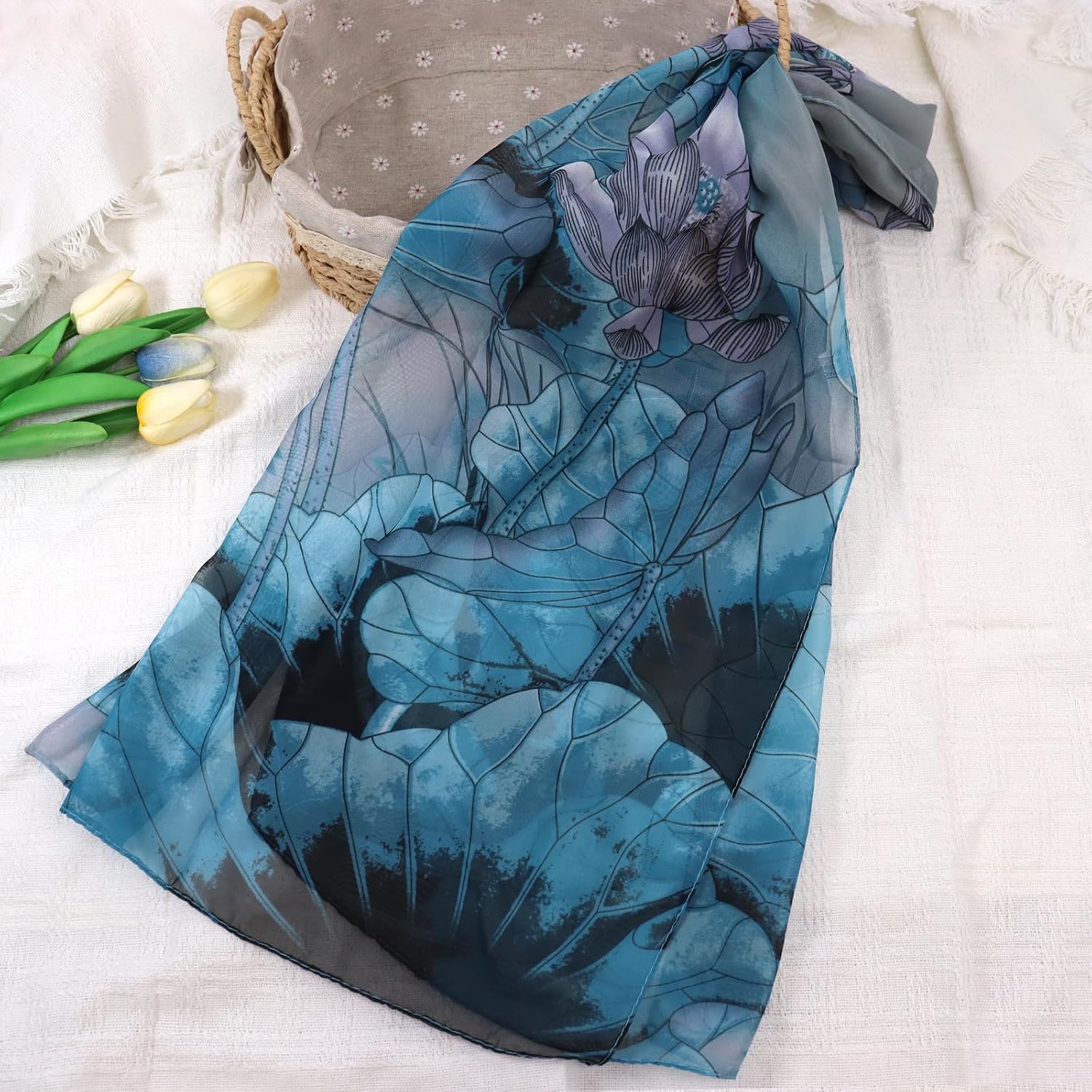 6pcs Scarves for Women Lightweight Elegant Floral Pattern Shawls Wraps Spring Summer Fashion Long Thin Scarf Elegant Clothing Accessories