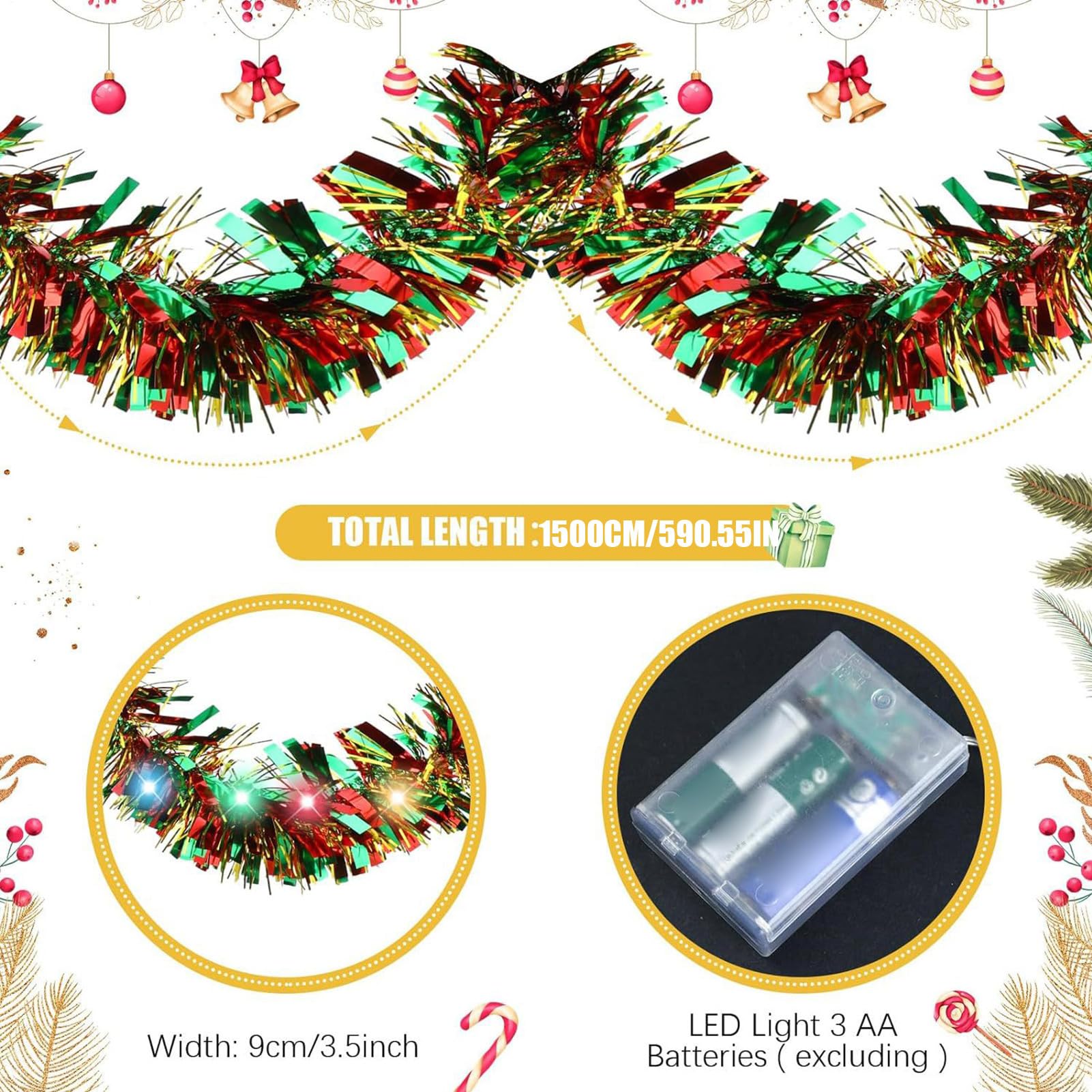 Guirnalda De Espumillón Para Árbol De Navidad Reutilizable Moldeable