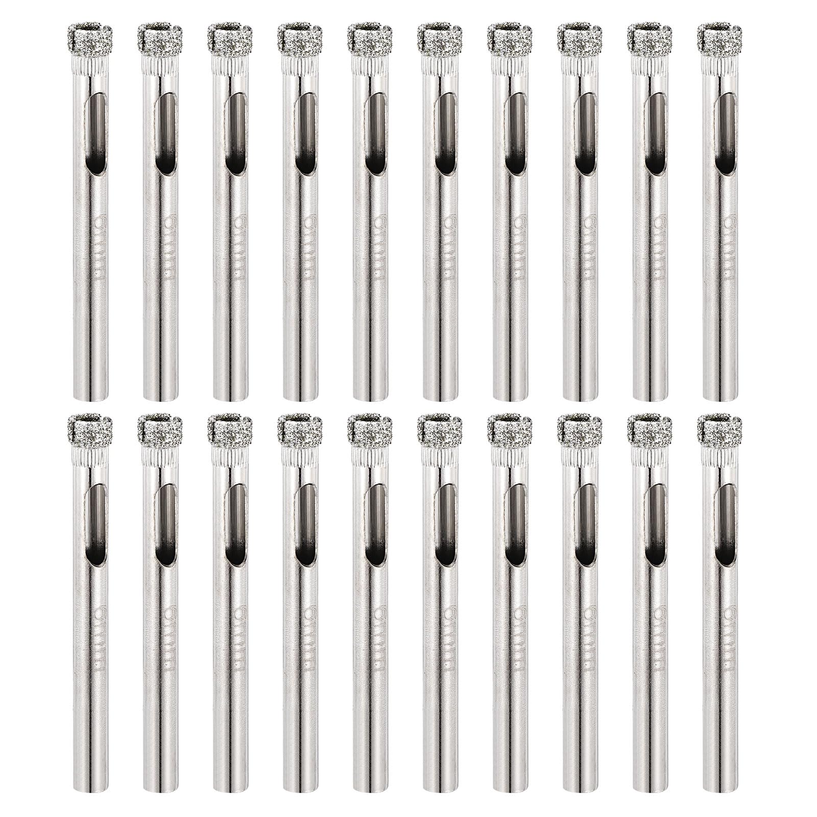 PATIKIL 20pcs 1/4" (6mm) Diamond Hole Saw, Glass Diamond Hole Cutters Hollow Core Drill Bits for Fiberglass, Tile, Porcelain, Ceramic