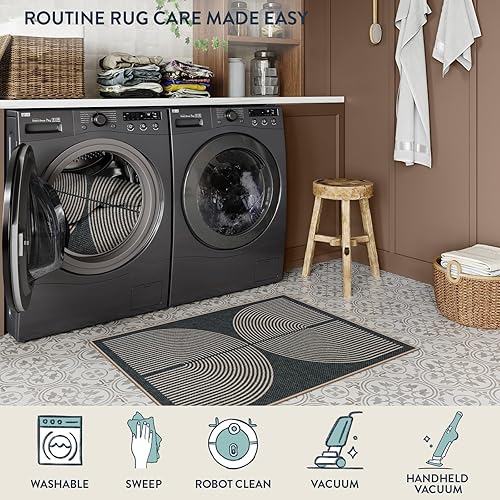 Vista 196 de Lahome Alfombra moderna de yute, de 2 x 8 pies, lavable, para entrada, granja, cocina, antideslizante, para interiores y exteriores, alfombra