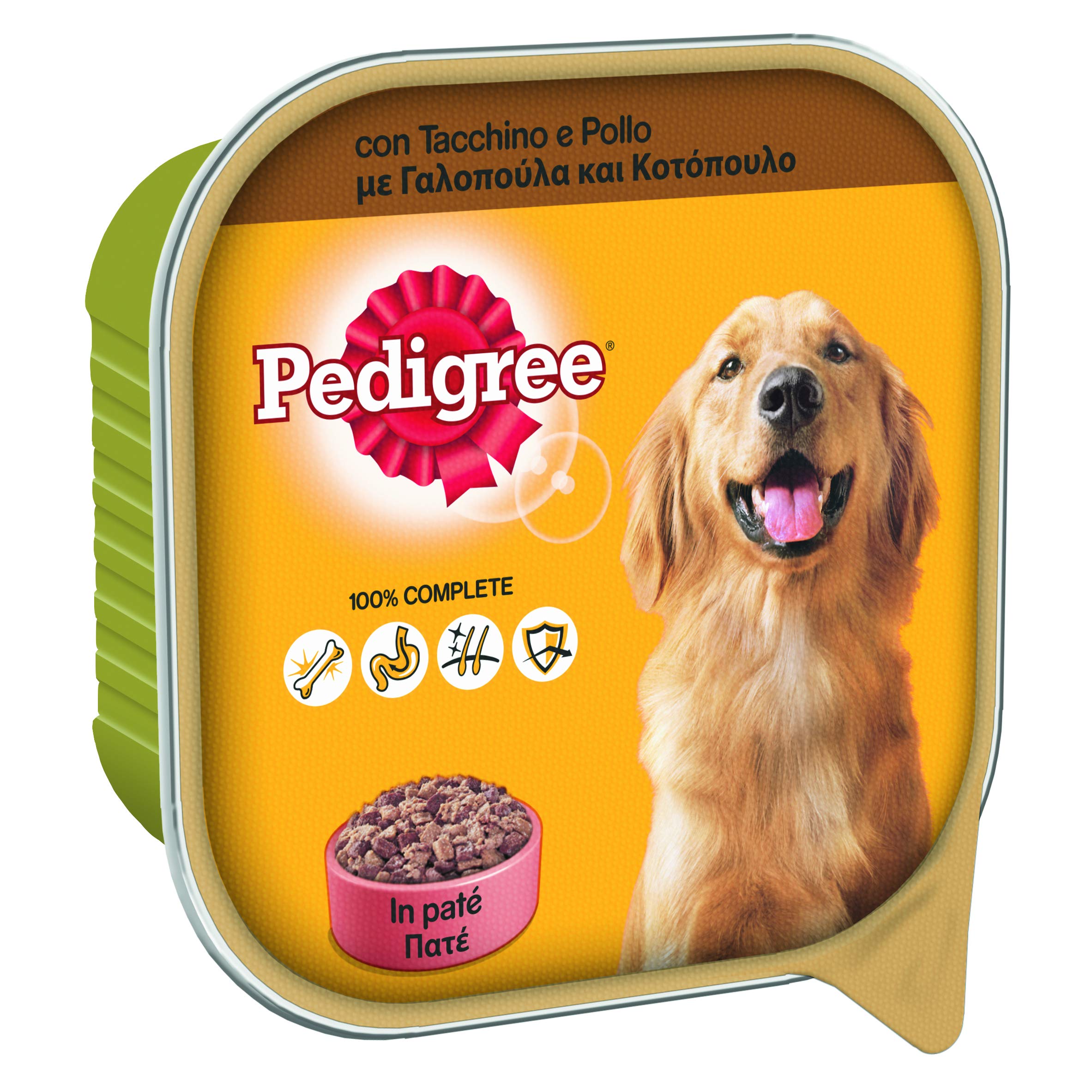 Pedigree Comida para Perro con Pavo y Pollo en paté, Bandeja 300 g – 20 bandejas