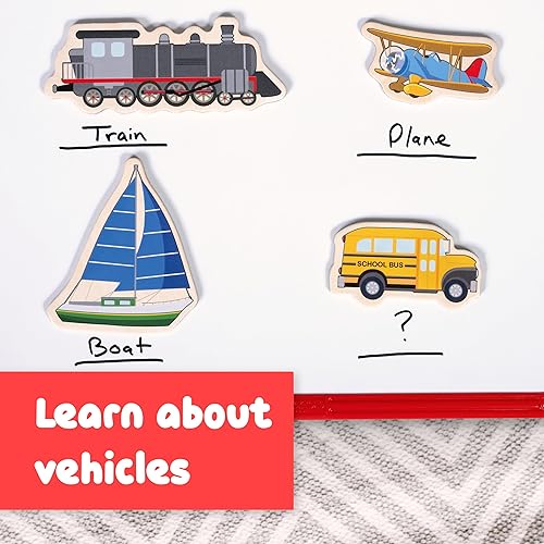 Miniatura 6 de SPARK & WOW Imanes de madera  Transporte  Juego de 20  Imanes para niños a partir de 2 años  Bonitos imanes de transporte para refrigeradores,