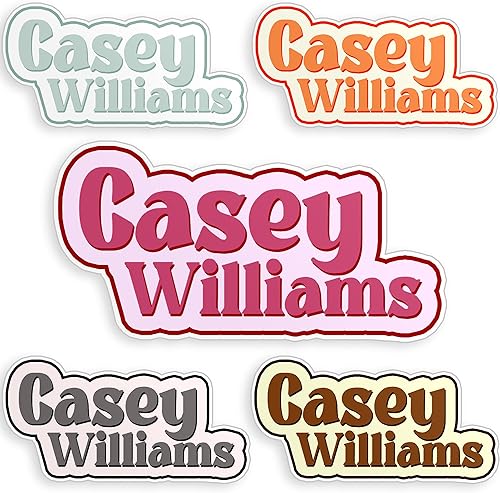Calcomanías de vinilo troqueladas impermeables con nombre retro para niños, niñas, adultos, para botella de agua, laptop, casco duro, regalos para