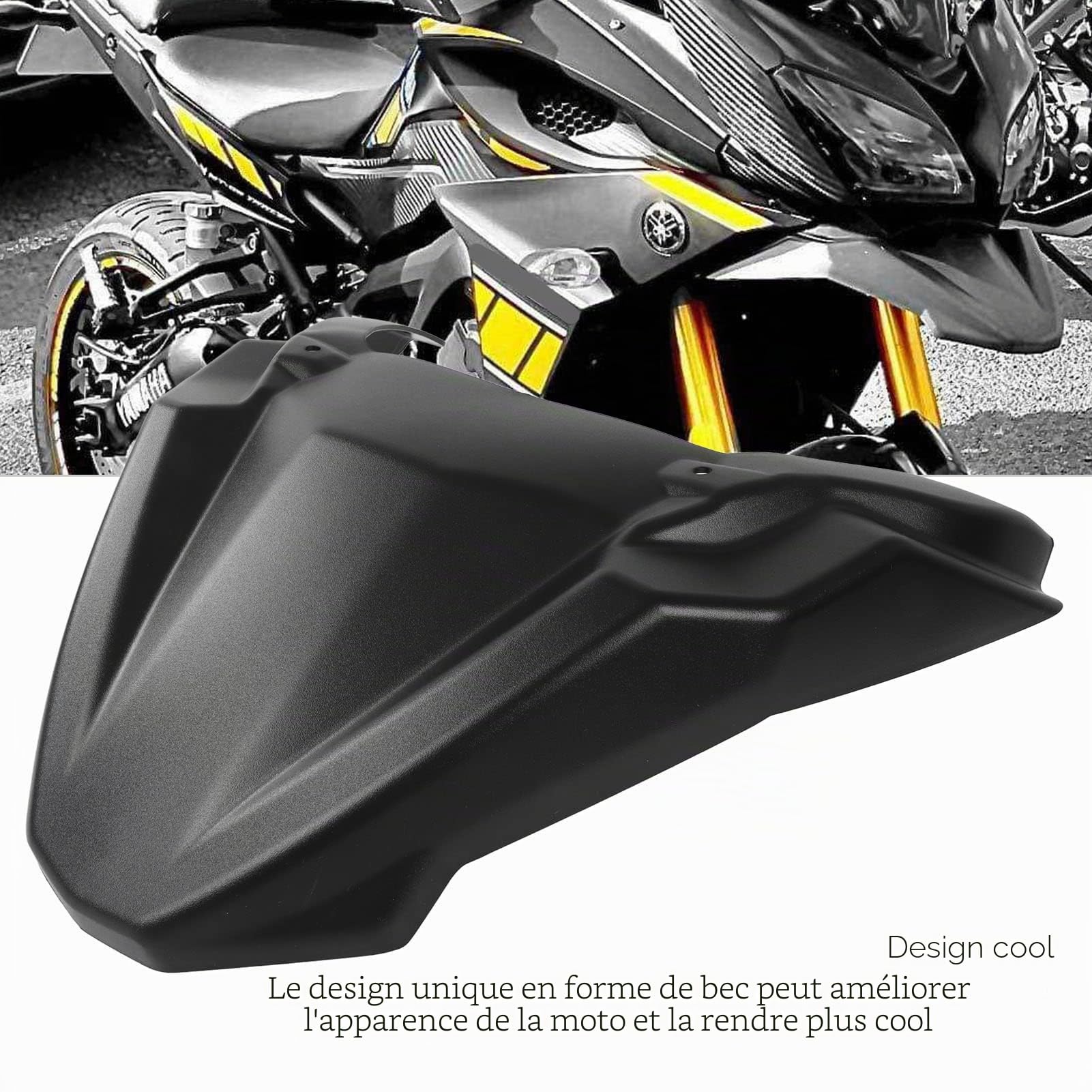 Capot d'extension Avant avec Bec de Roue Capot d'extension de Roue pour Moto avec Couvercle d'extension Moto avec Cône de Nez Moto avec Bec