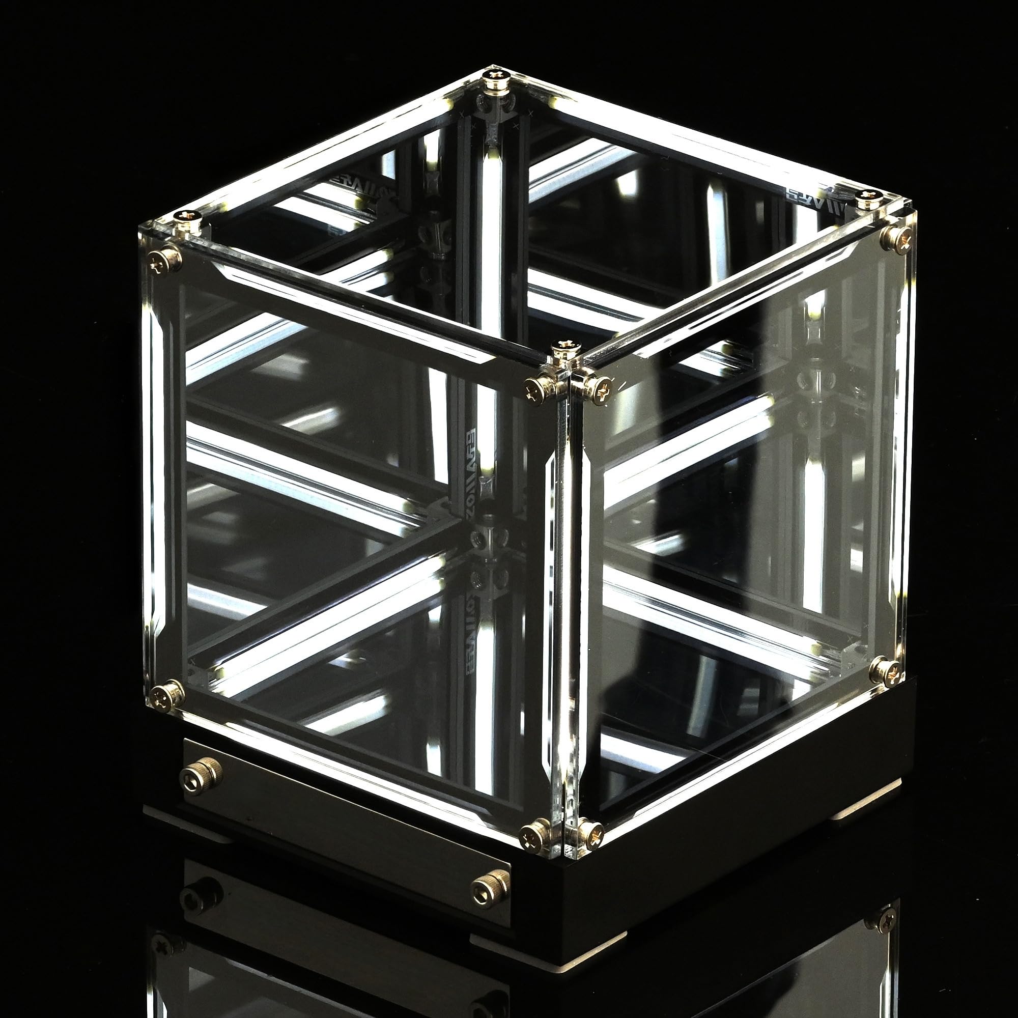 Infinity Hyper Cube Spiegellicht, LED-Abyss-Effekt, Schreibtisch-Nachtlicht, wiederaufladbar, Acryl, einfarbig, Ambiente-Gaming-Licht, One-Touch-dimmbar, für Spieltisch, Gamer, Dekoration